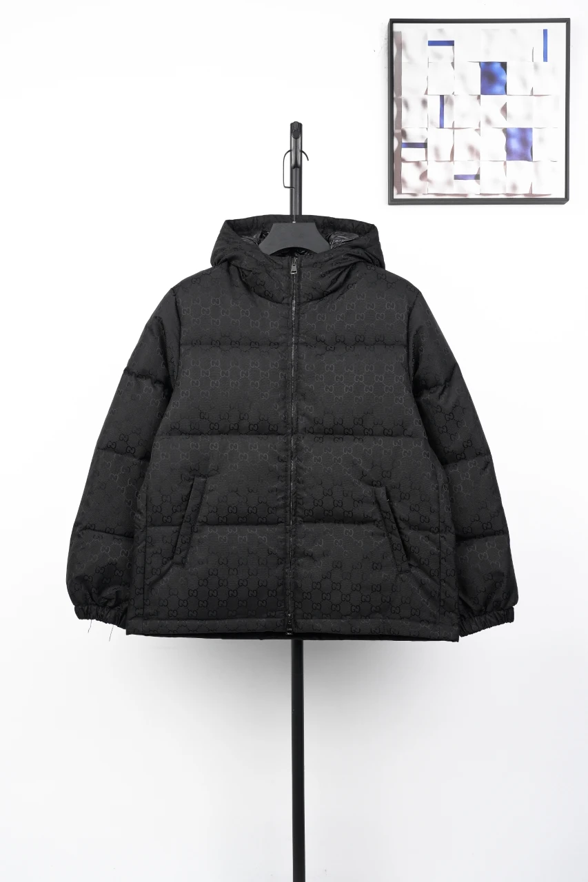 GUCCI Dark Grey Tonal GG Hooded Down Jacket product photo from LabelPicks