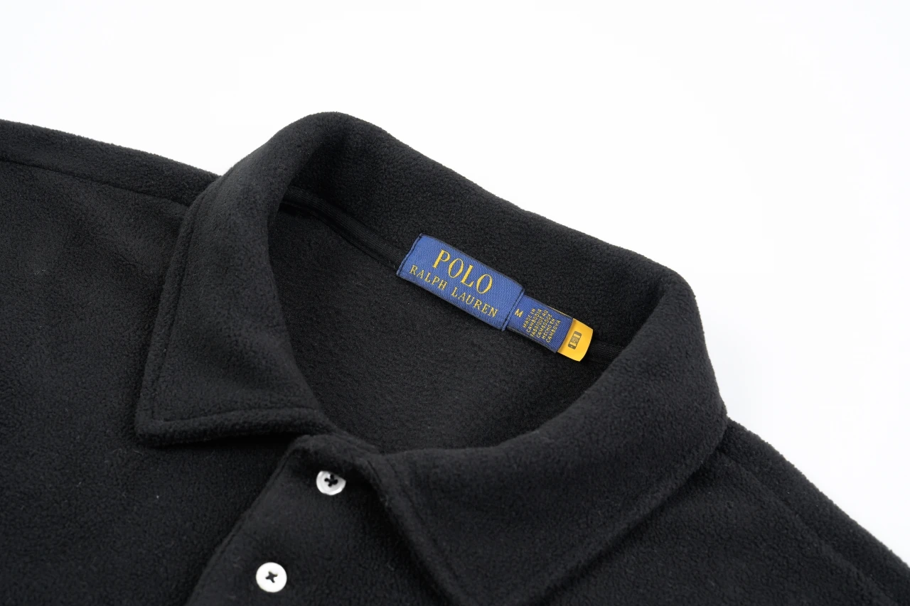 Ralph Lauren Black Pony Embroidered Fleece Long Sleeve Polo Shirt product photo from LabelPicks
