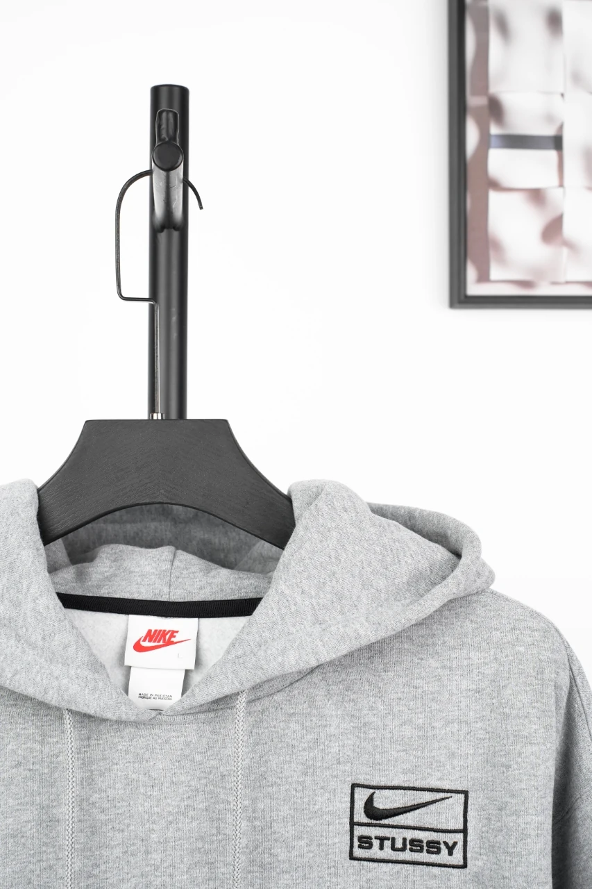 Nike Grey Embroidered Logo Fleece Hoodie product photo from LabelPicks