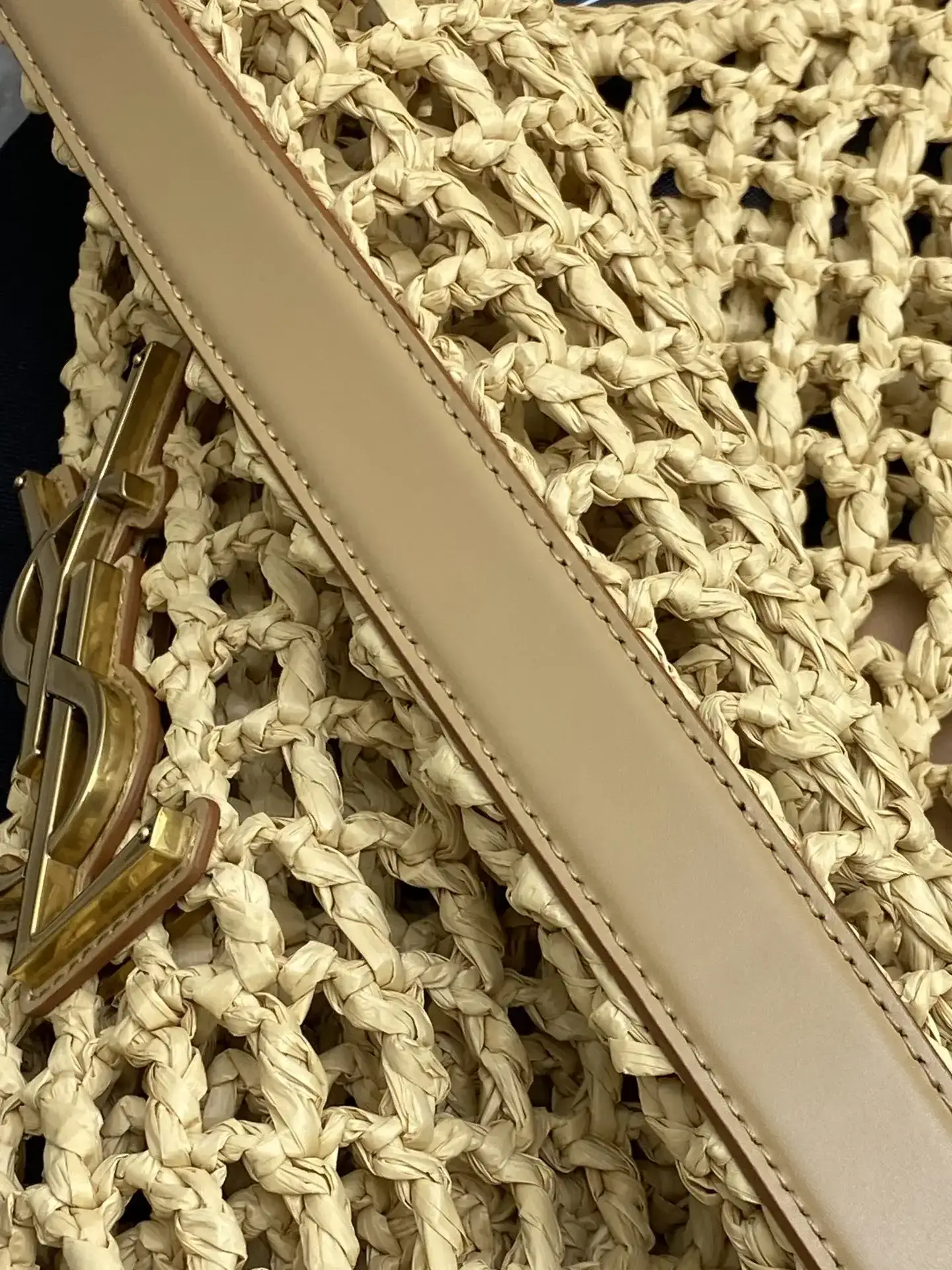 Saint Laurent Gold Straw Woven Hobo Bag product photo from LabelPicks
