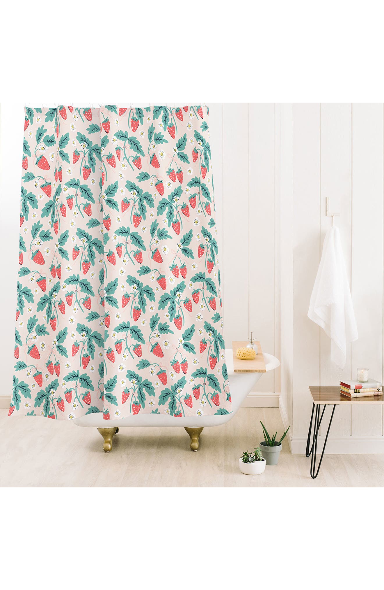 Deny Designs Strawberry & Flower Print Shower Curtain
