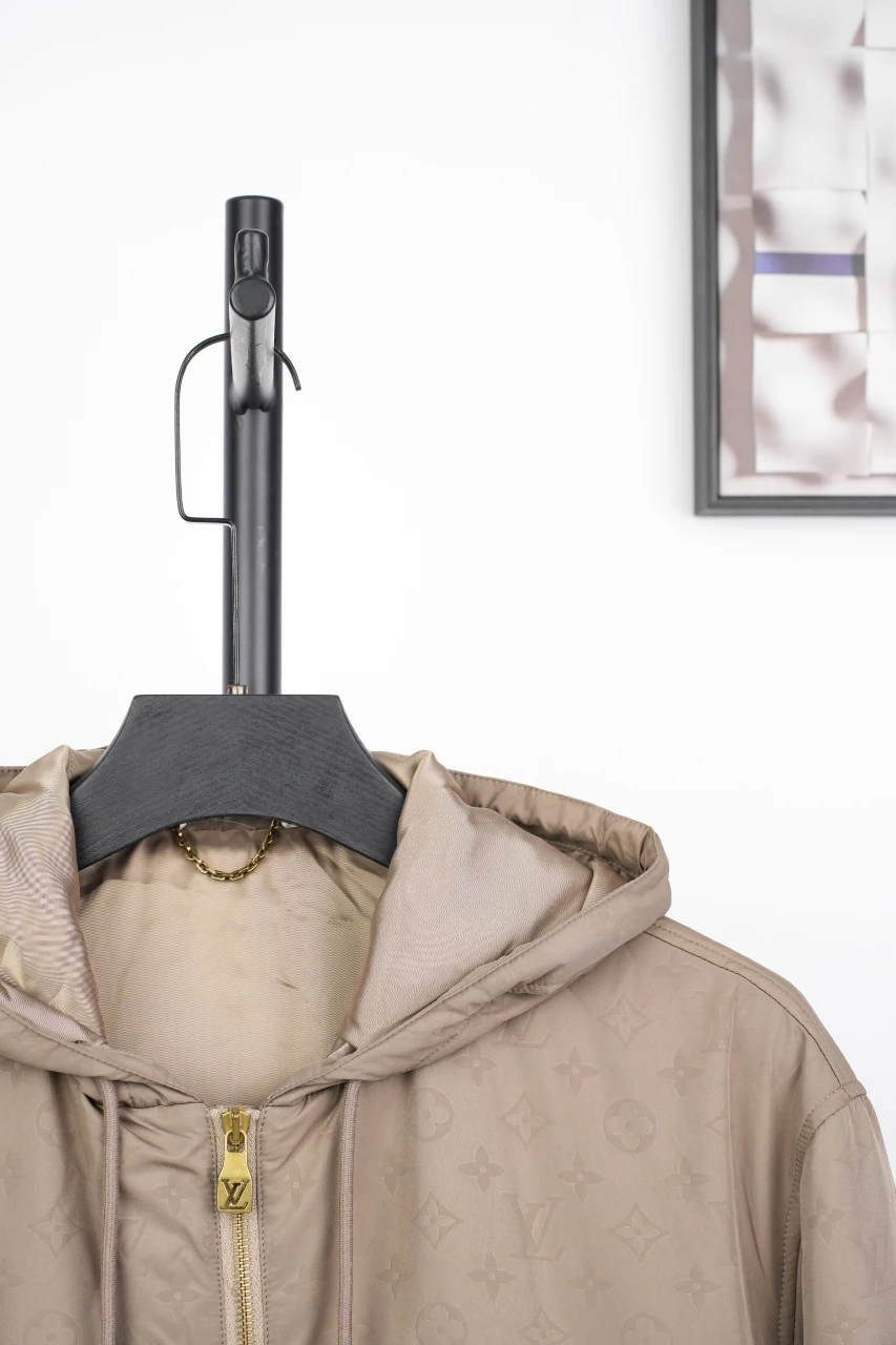 Louis Vuitton Khaki Embossed Hooded Padded Jacket product photo from LabelPicks