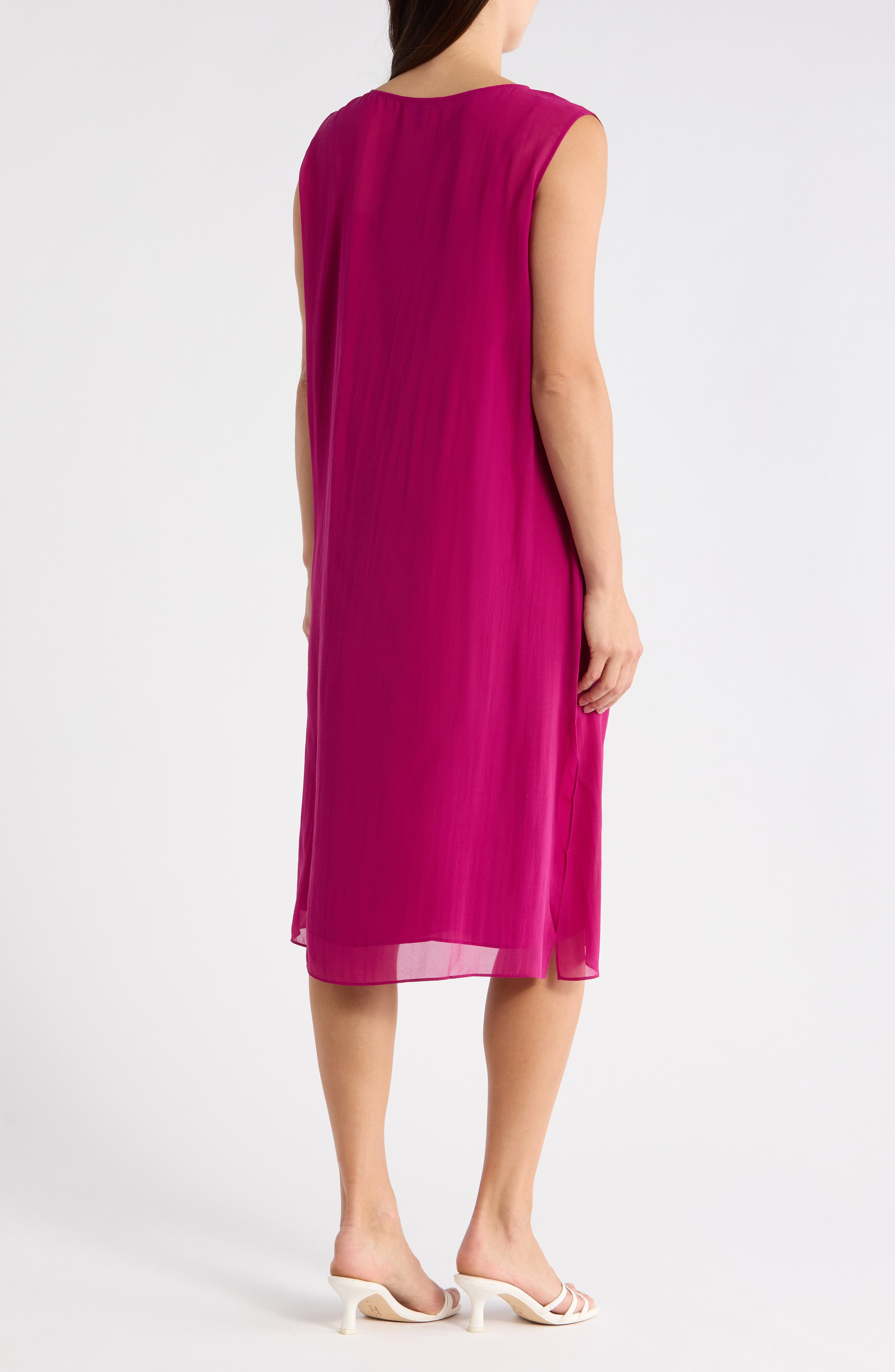 Eileen Fisher Bateau Neck Silk Dress