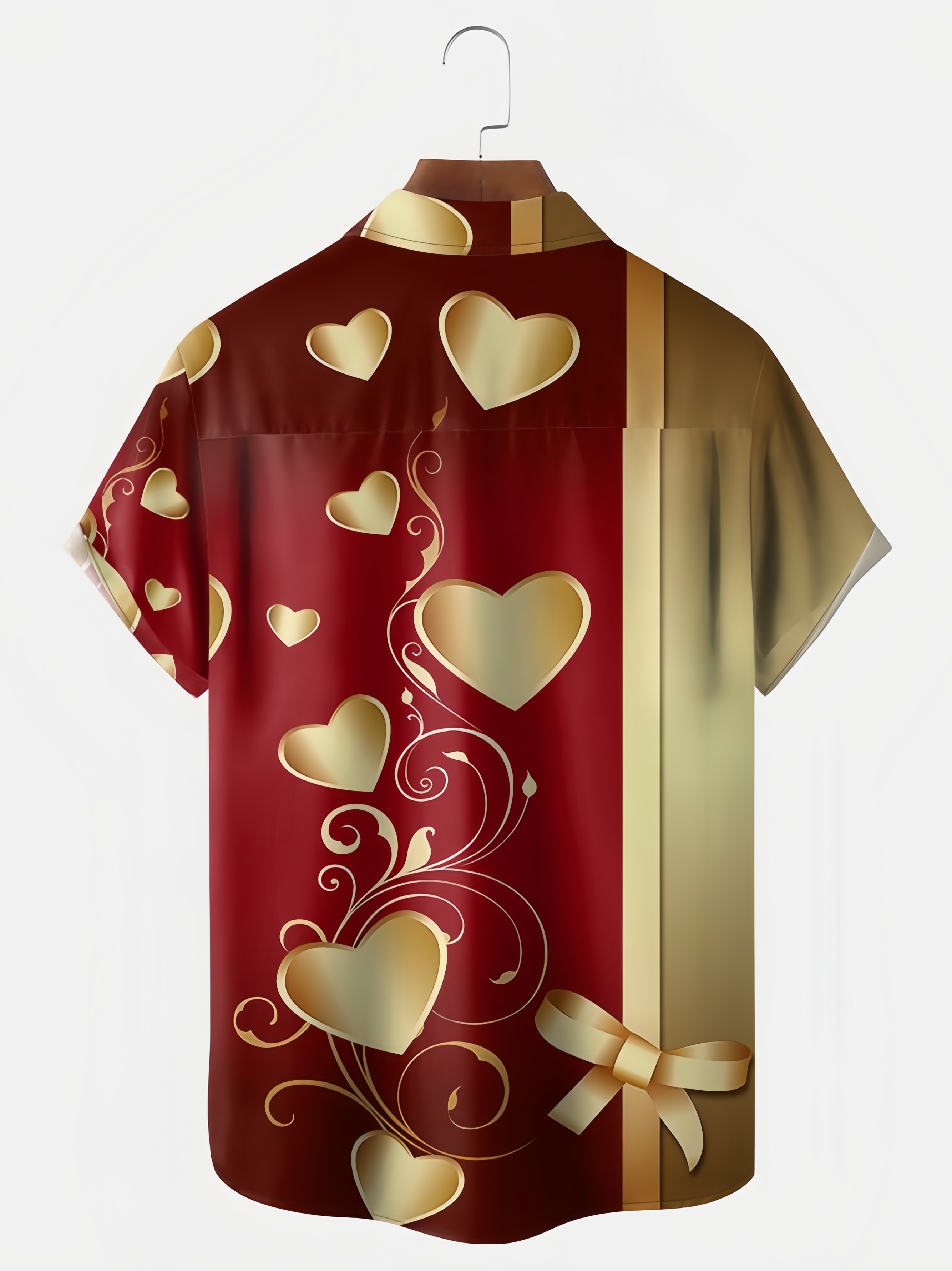 St Valentine‘s Day Heart Chest Pocket Short Sleeve Shirt