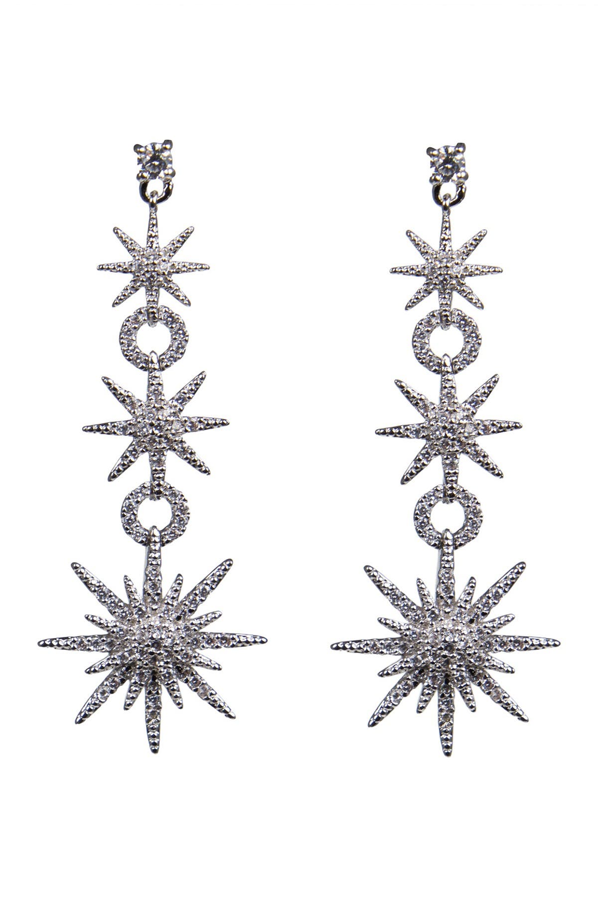 CZ by Kenneth Jay Lane Pave CZ Celestial Star Drop Earrings