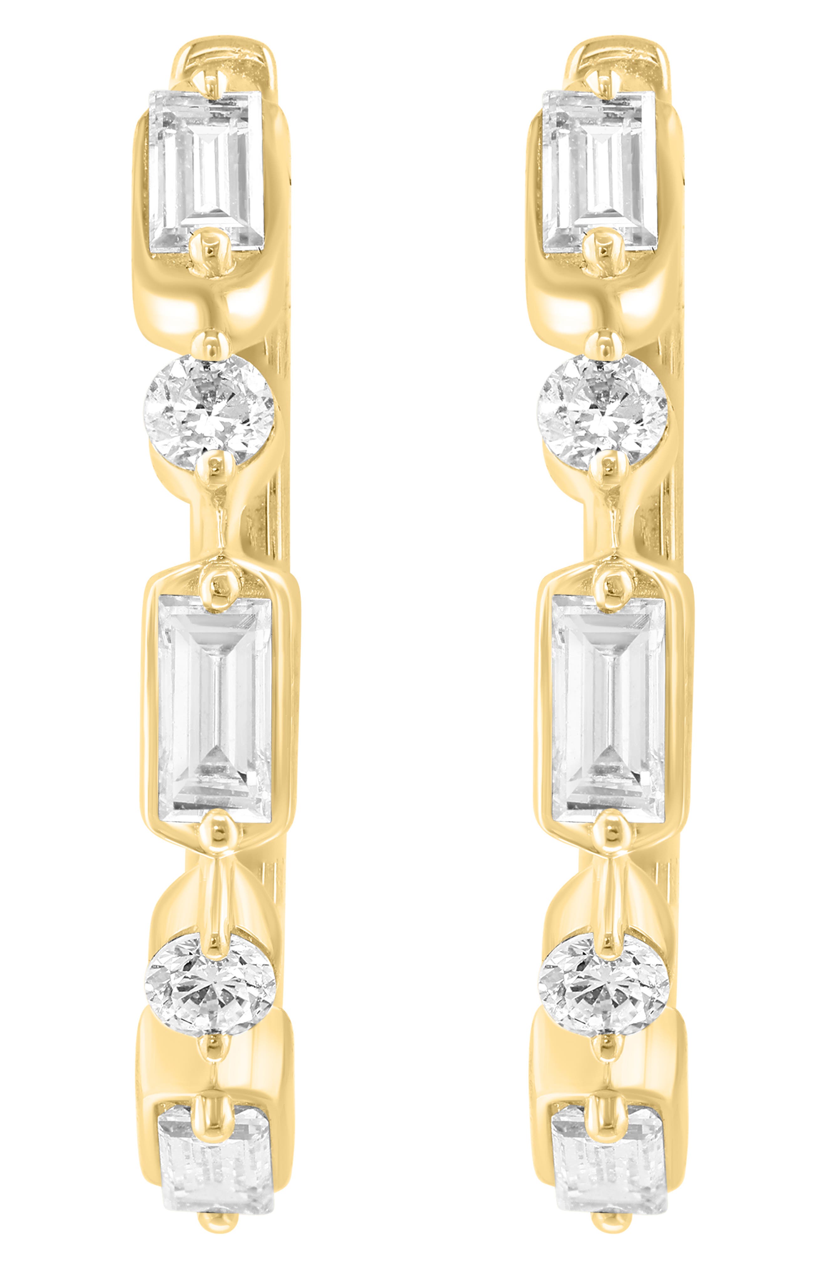 EFFY 14K Gold Plated Sterling Silver Lab Grown Diamond Huggie Hoop Earrings