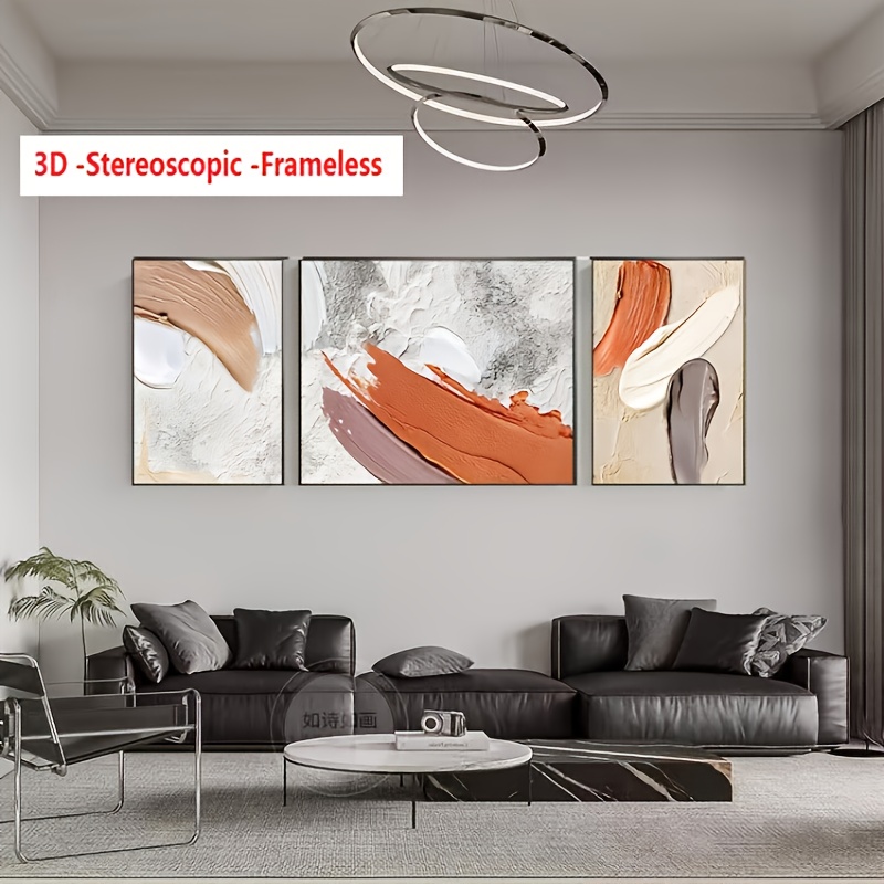 3D Stereoscopic Frameless Hand-Painted Ocean Triptych |   High-Quality 3-Piece Joint Oil Painting with Thick Knife Texture |   Modern Wealth Attraction Art for Living Room, Bedroom, Entrance Hall |   Large Multiple Sizes, Ready to Hang