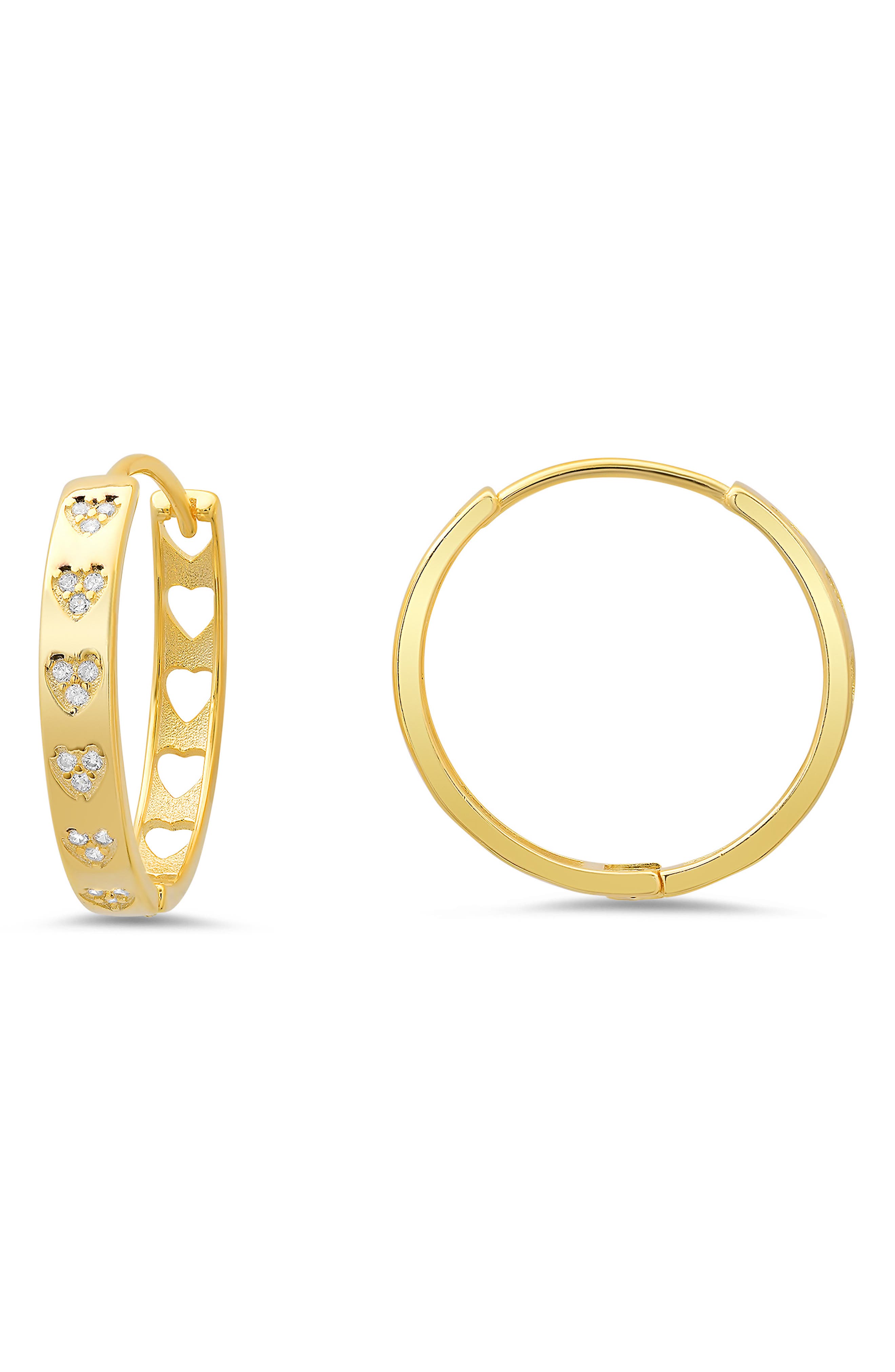 Queen Jewels CZ Pavé Heart Hoop Earrings