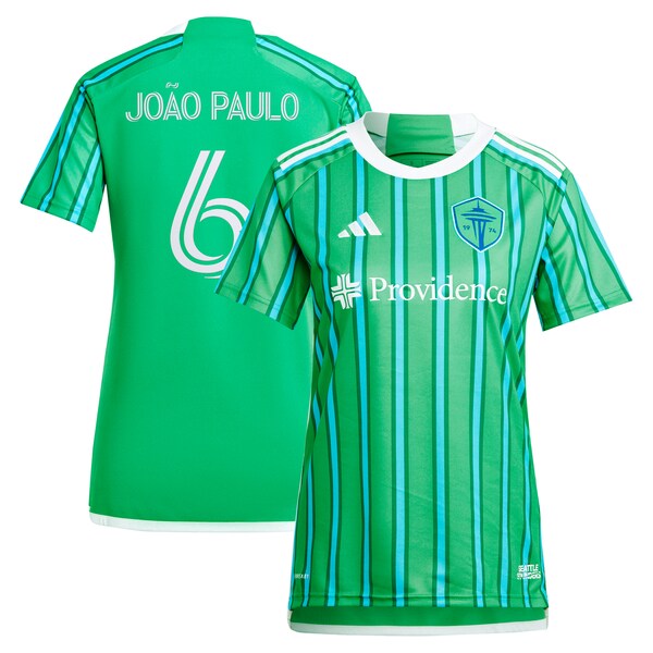 Joao Paulo Seattle Sounders FC adidas Women's 2024 The Anniversary Kit Replica Player Jersey – Green