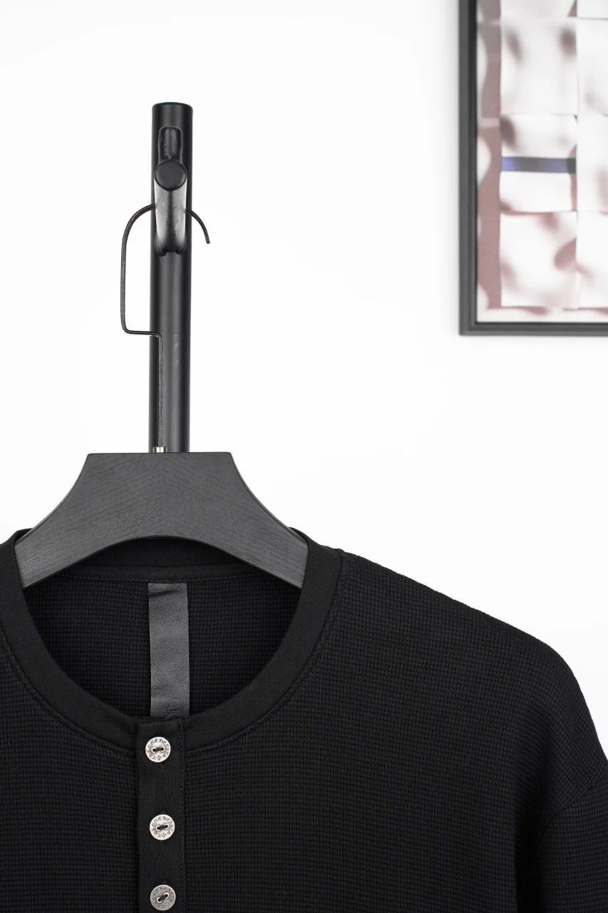 Chrome Hearts Black Tonal Embroidered Waffle Henley Long Sleeve product photo from LabelPicks