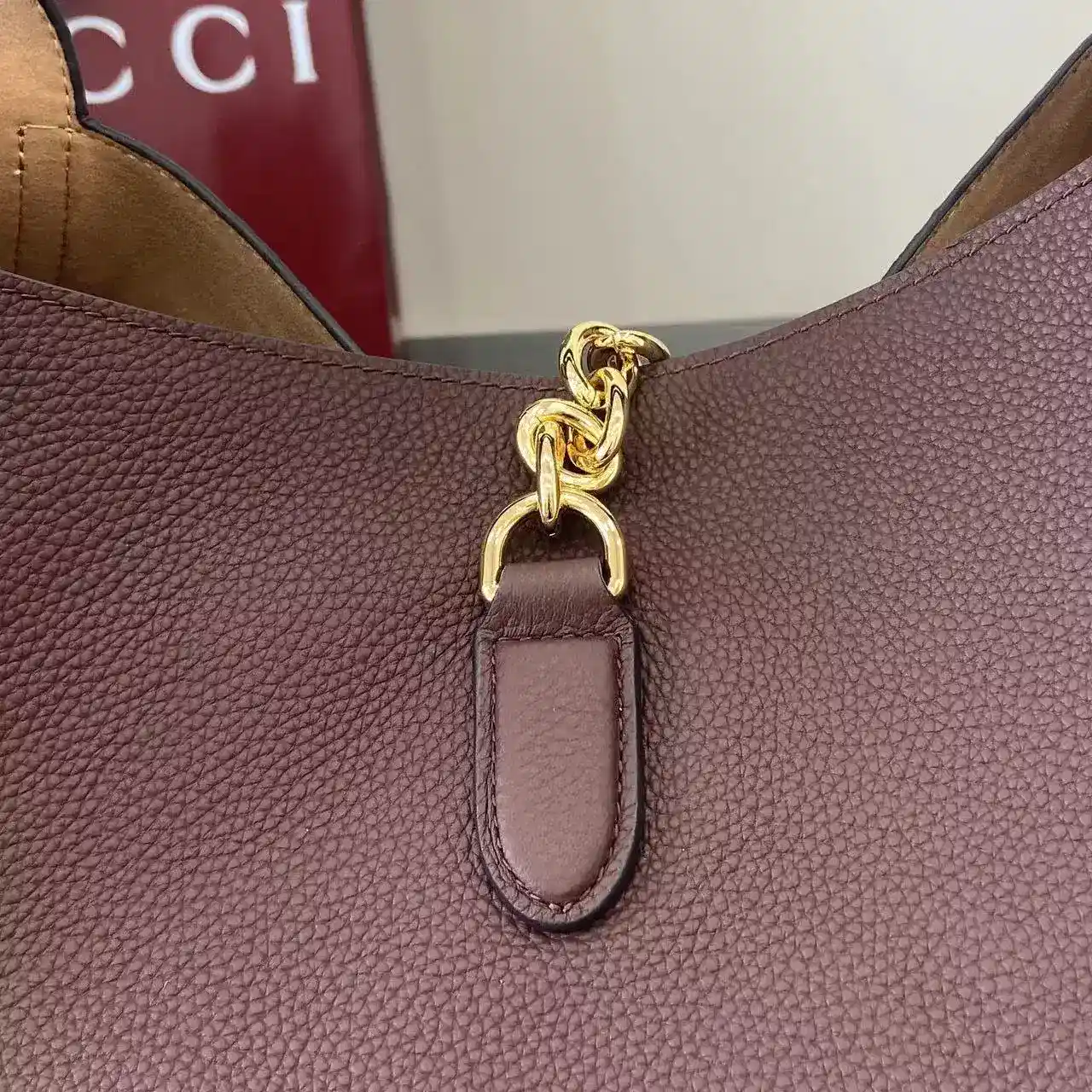 Gucci Brown Grained Leather Shoulder Bag product photo from LabelPicks