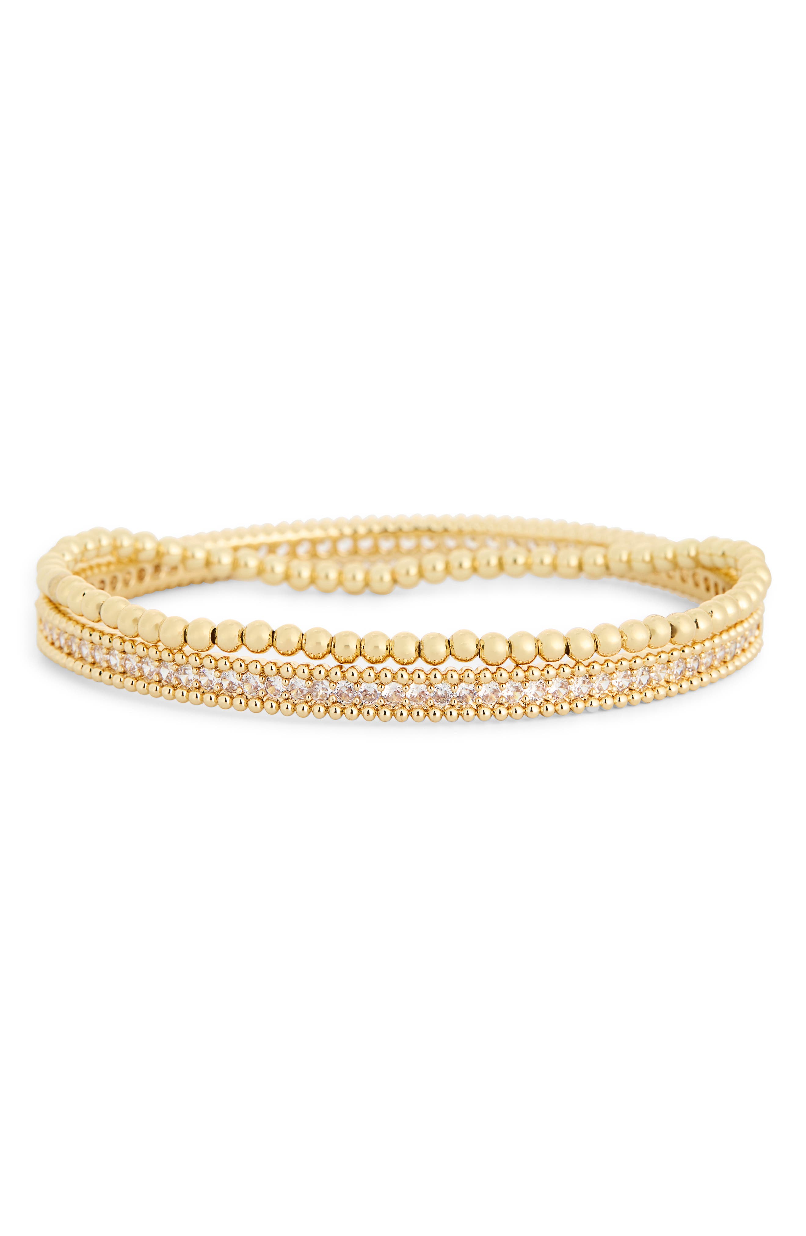 NORDSTROM RACK Set of 2 Cubic Zirconia Bangle & Beaded Stretch Bracelets
