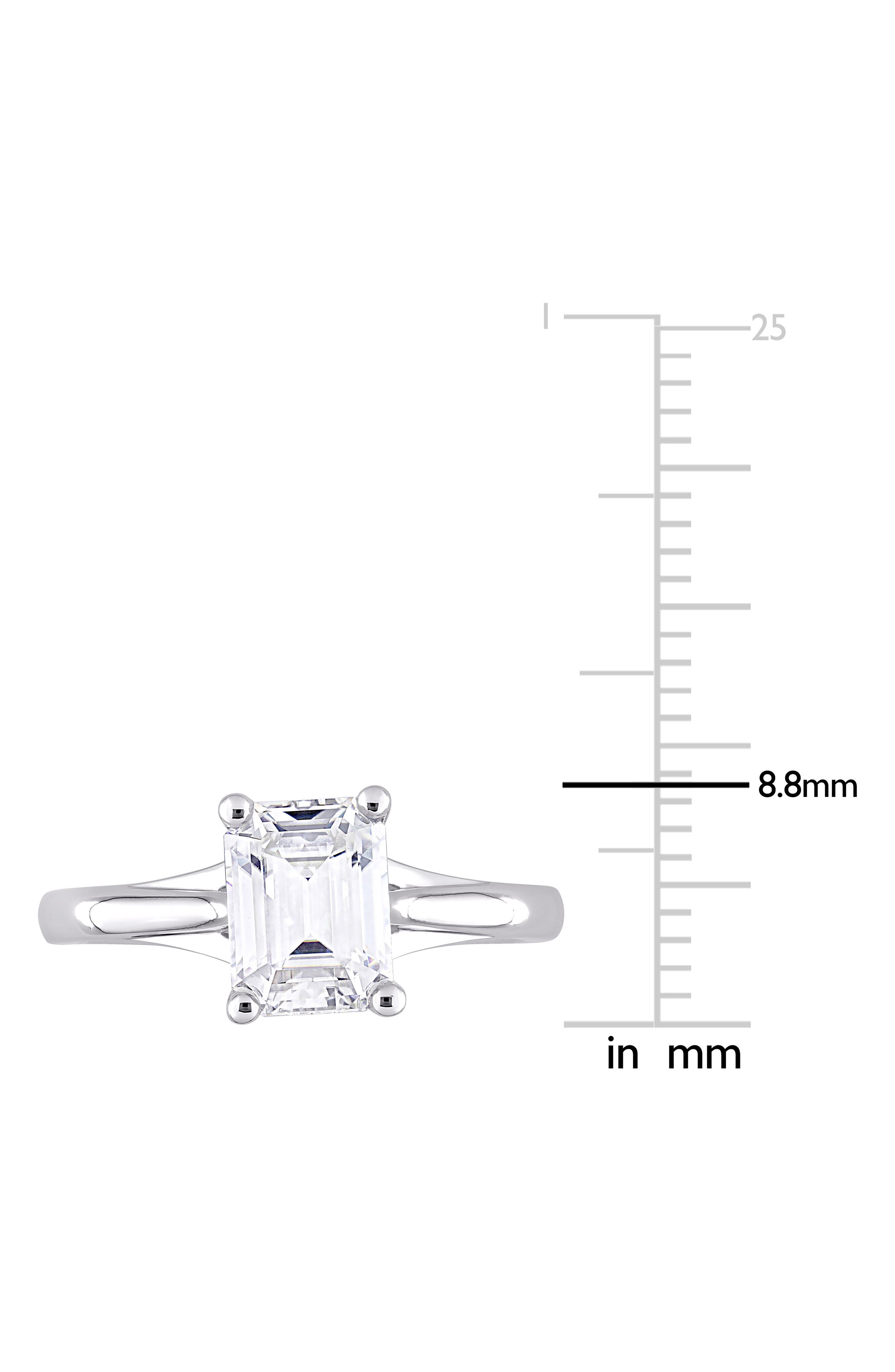DELMAR 10K White Gold Emerald Cut Created Moissanite Ring