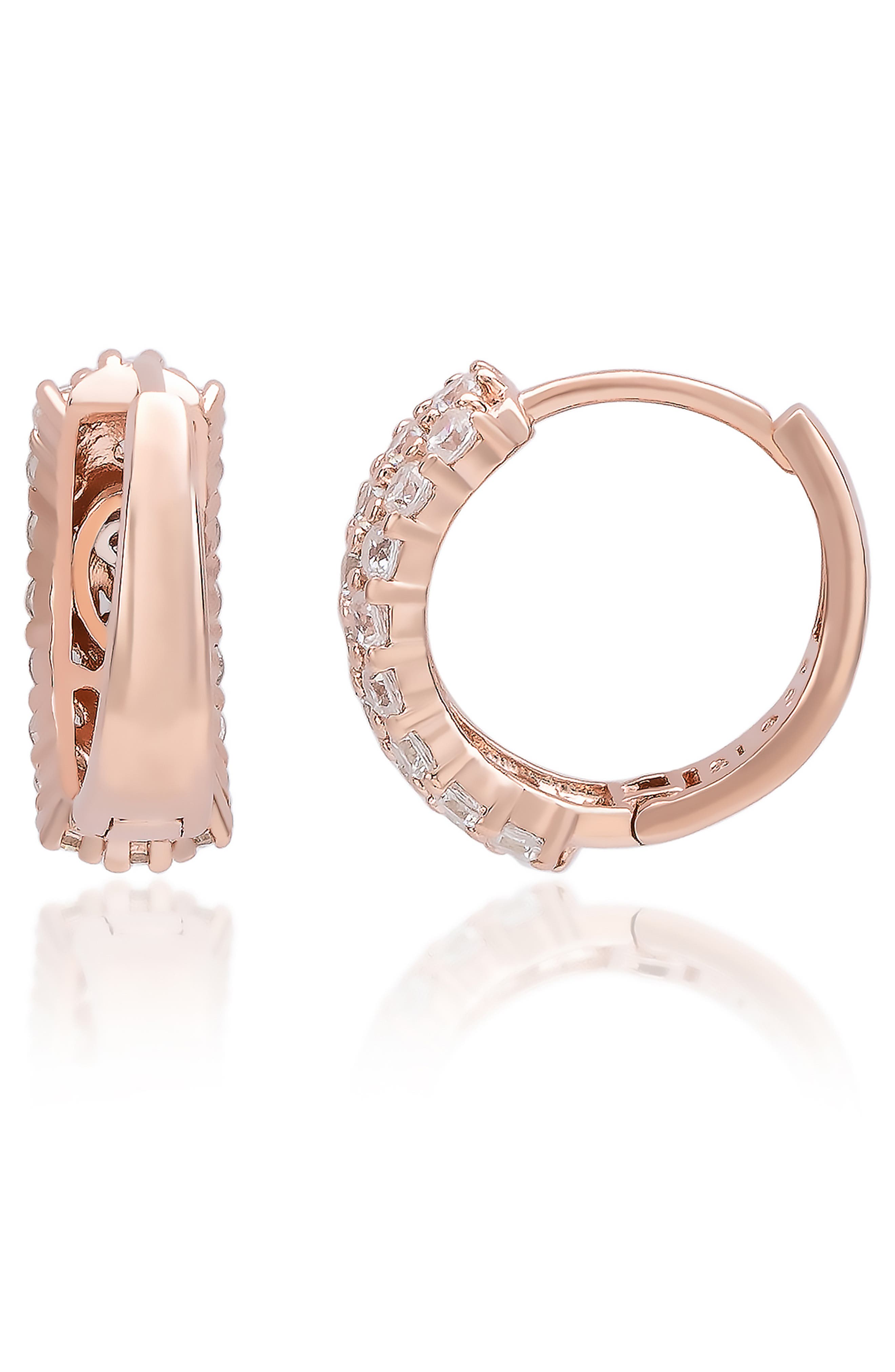 SUZY LEVIAN Three Row Pavé Huggie Hoop Earrings