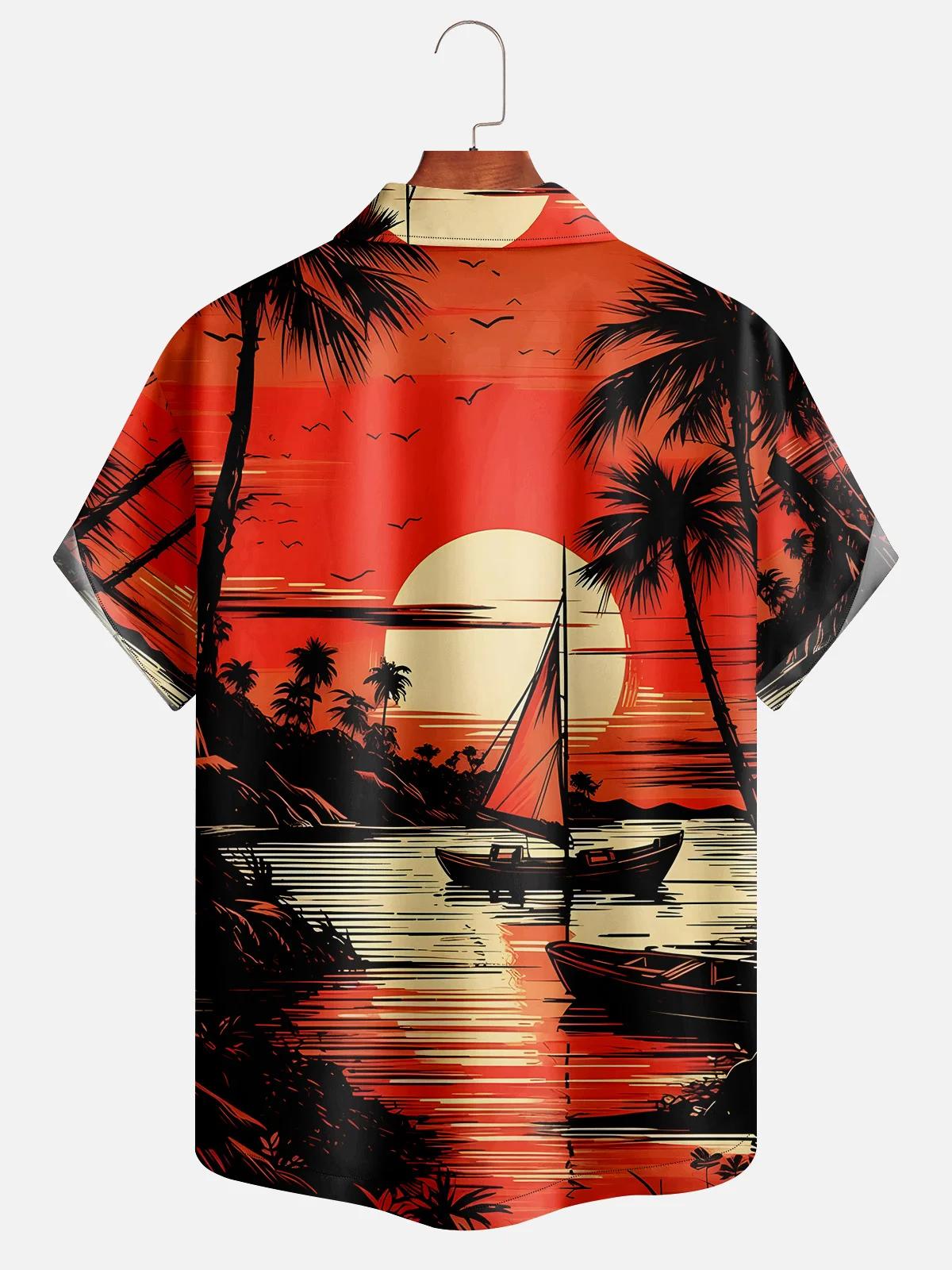 Coconut Tree Chest Pocket Short Sleeve Hawaiian Shirt