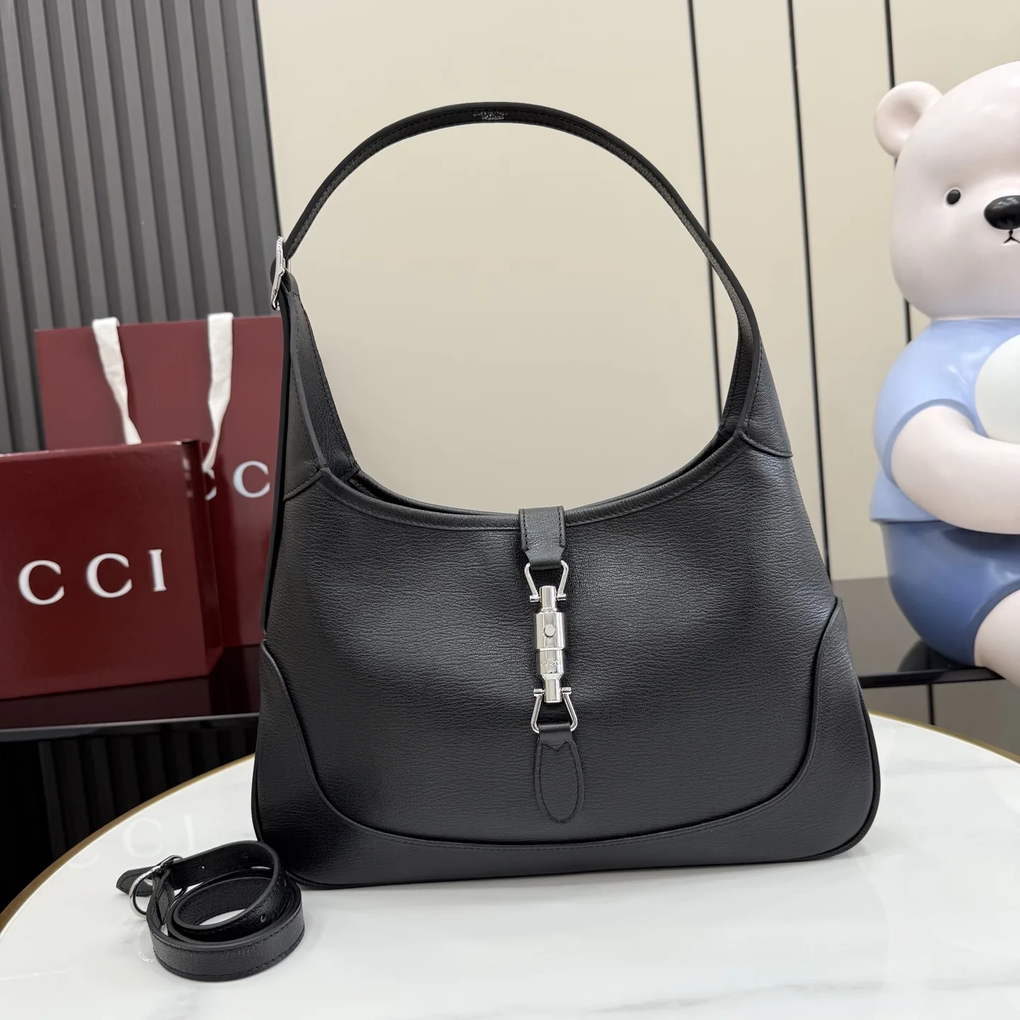 Gucci Black Jackie Grained Leather Shoulder Bag product photo from LabelPicks