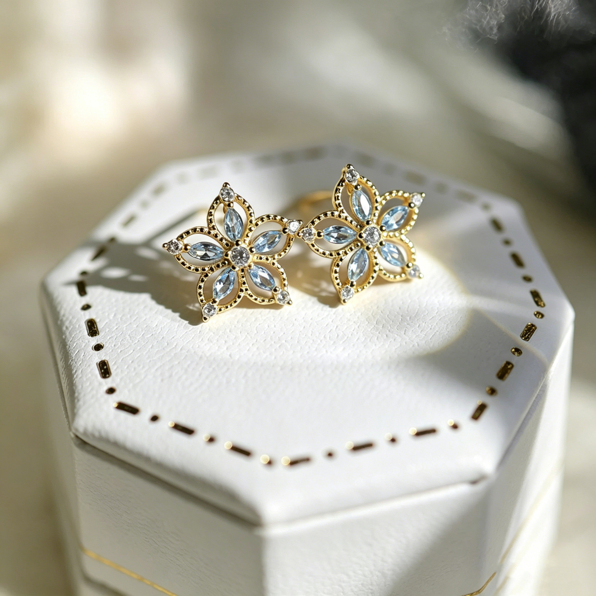 Gold-Edged Orchid Earrings for Women, Pure Silver French Vintage Style Floral Earrings, Simple and Versatile Fresh Earrings