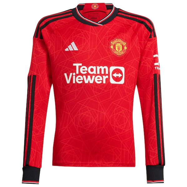 Marcus Rashford Manchester United adidas 2023/24 Home Replica Long Sleeve Player Jersey - Red
