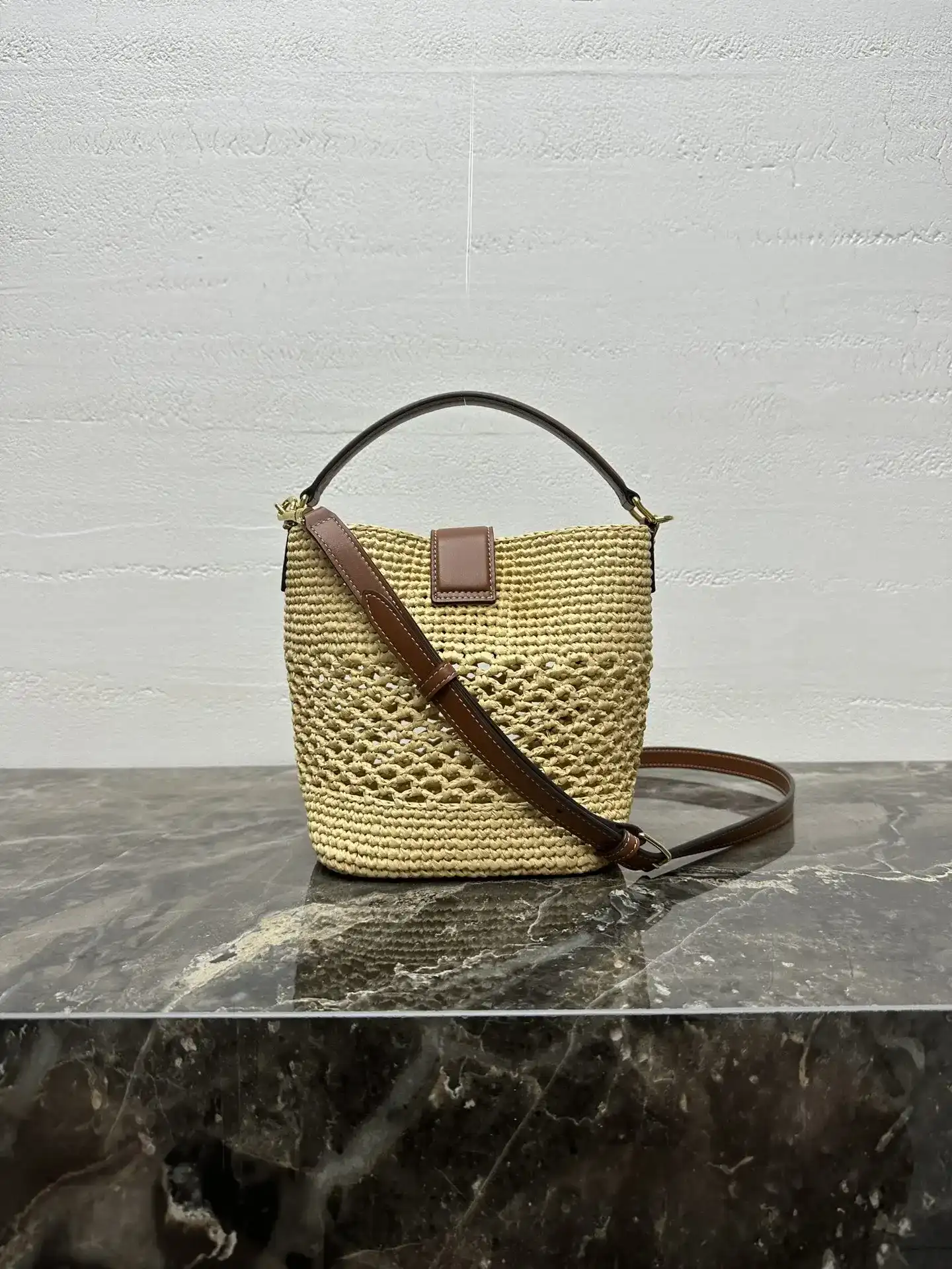 Celine Louise Woven Leather Bucket Bag product photo from LabelPicks