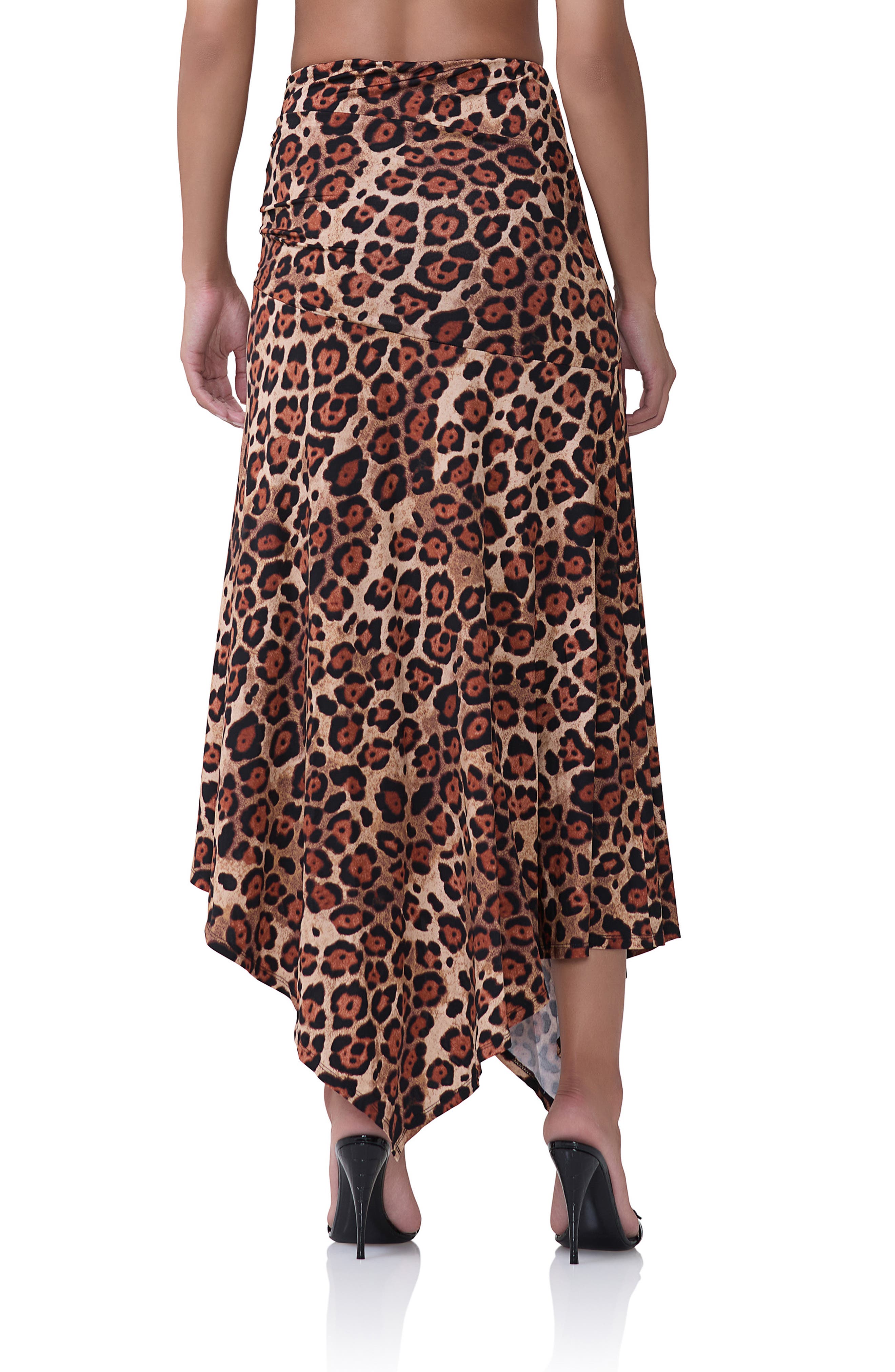 AFRM Mattie Leopard Print Handkerchief Hem Skirt
