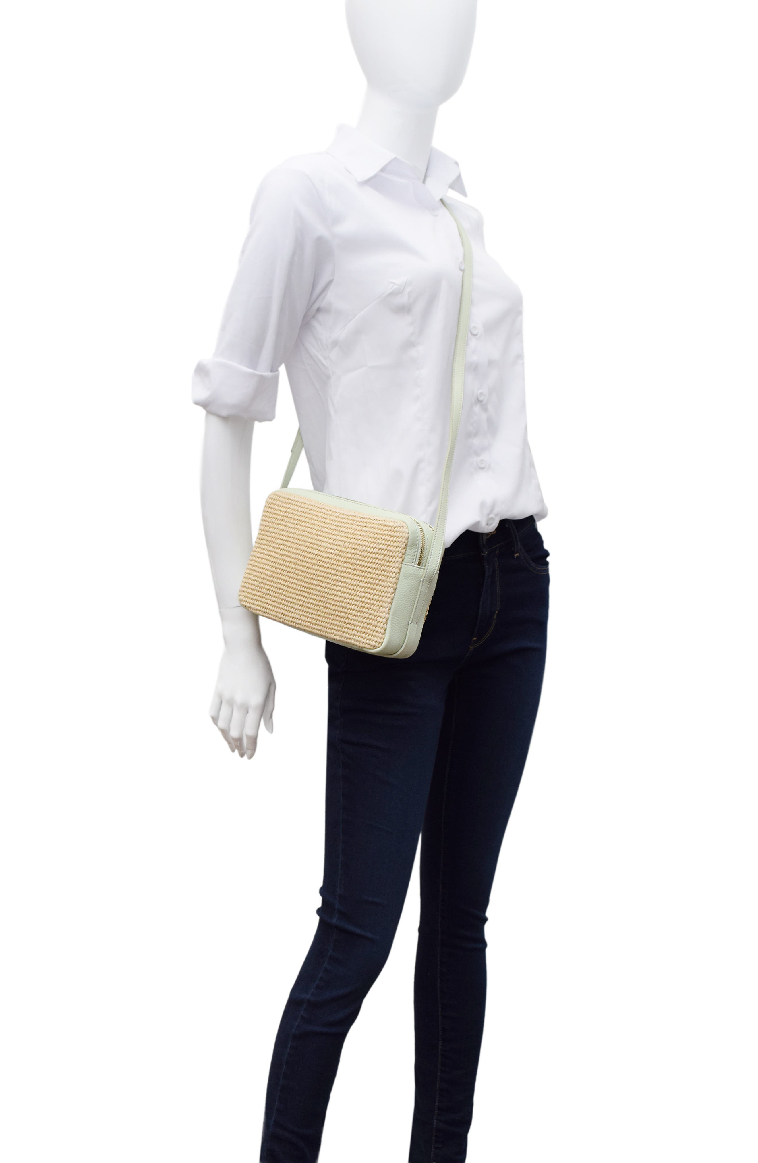 Thacker Shay Woven Straw Camera Crossbody Bag