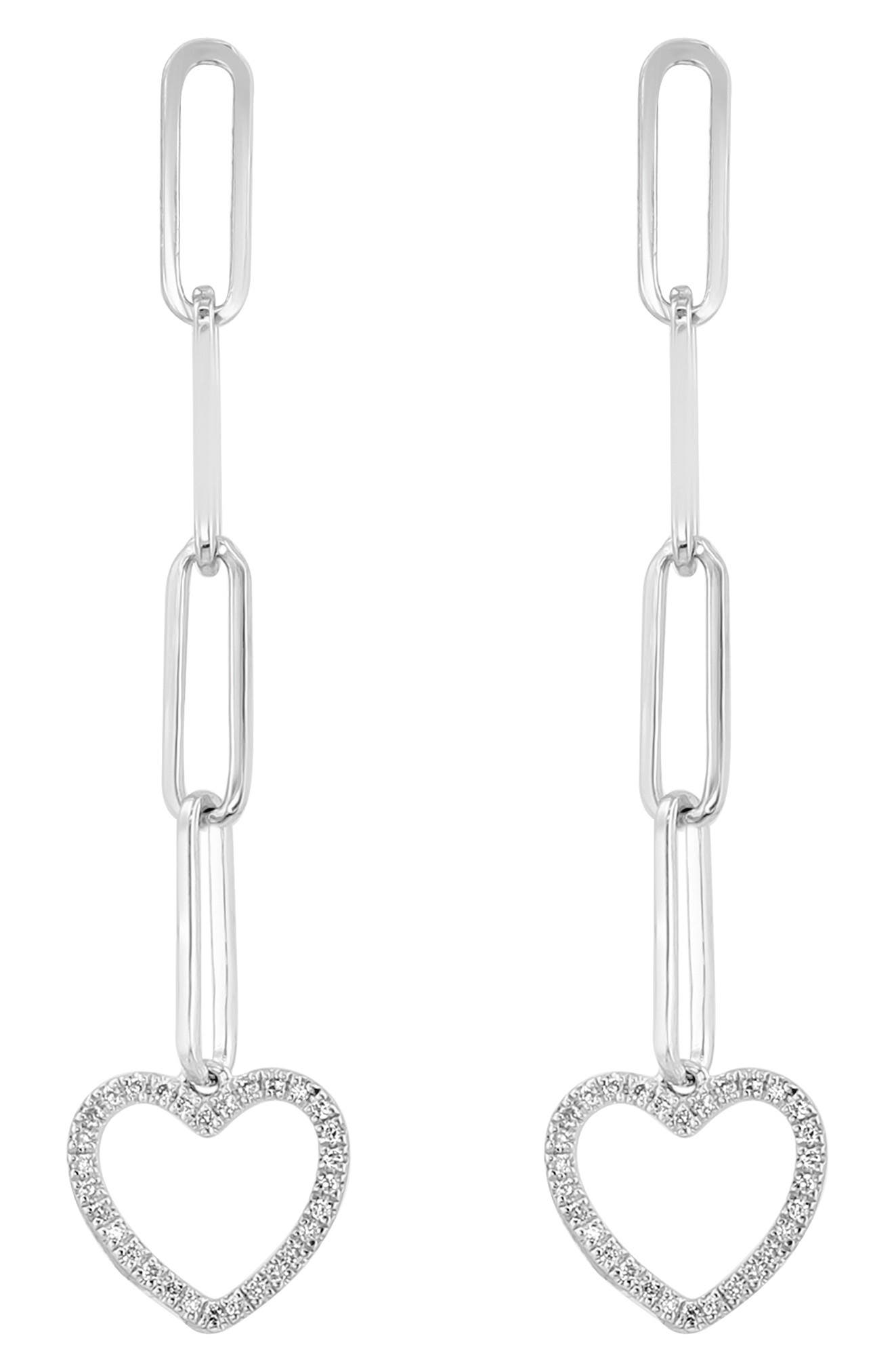 EFFY Sterling Silver Diamond Open Heart Drop Earrings - 0.17 ctw.