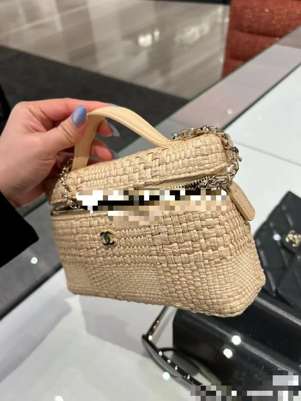 Chanel Beige Woven Leather Top Handle Bag product photo from LabelPicks