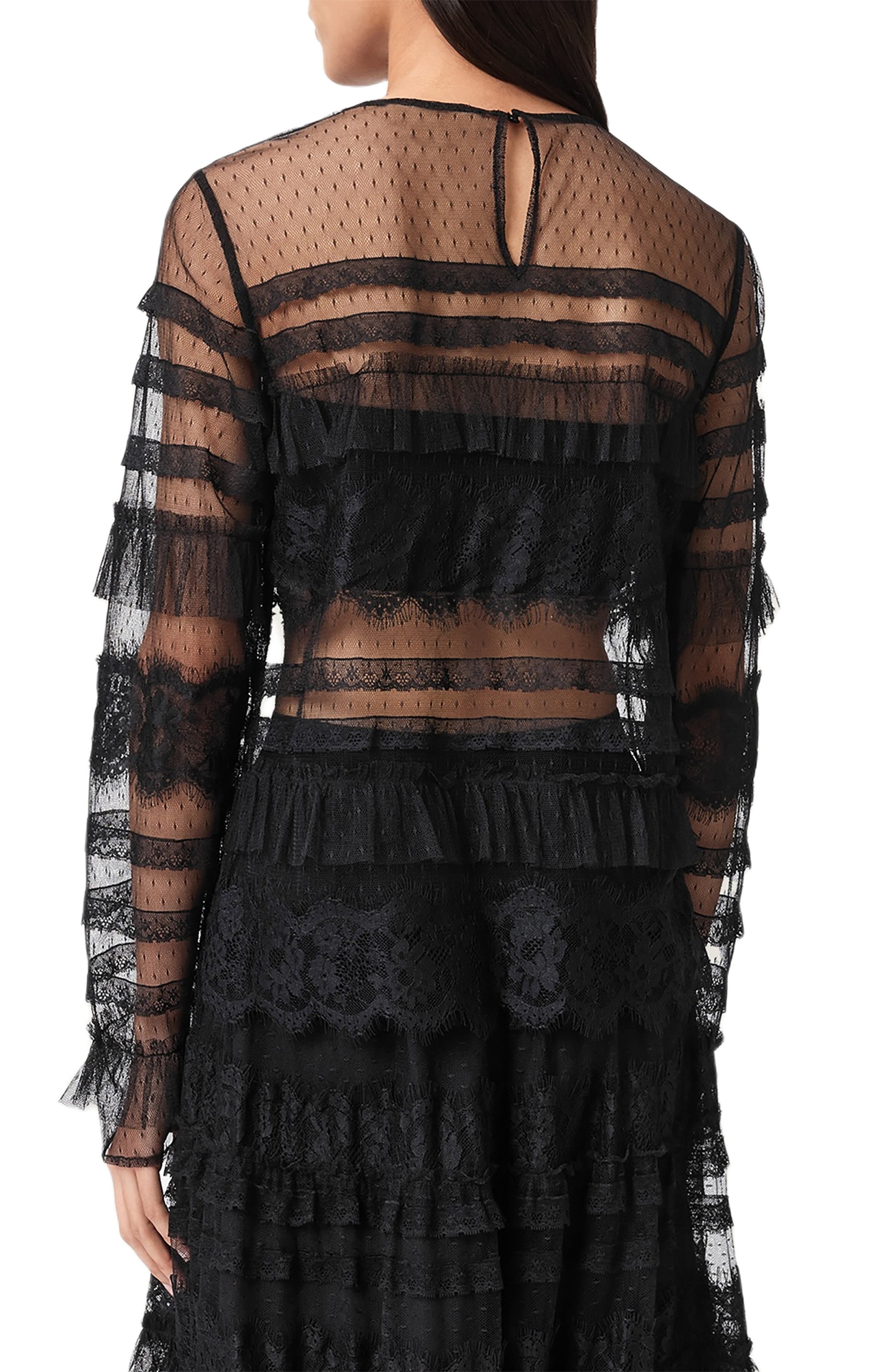 AllSaints Arlea Ruffle Tulle Top