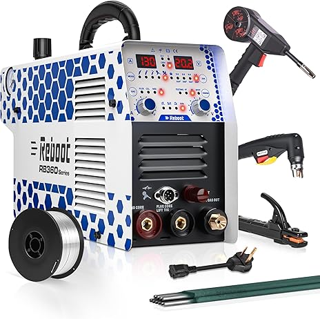 Reboot 7-in-1 MIG Welder Plasma Cutter Combo 130A Dual Voltage 120V/240V Multiprocess Welder Gas MIG/Flux Core/Plasma Cut/Stick/LIFT TIG/Aluminum Welder Machine with Spool Gun