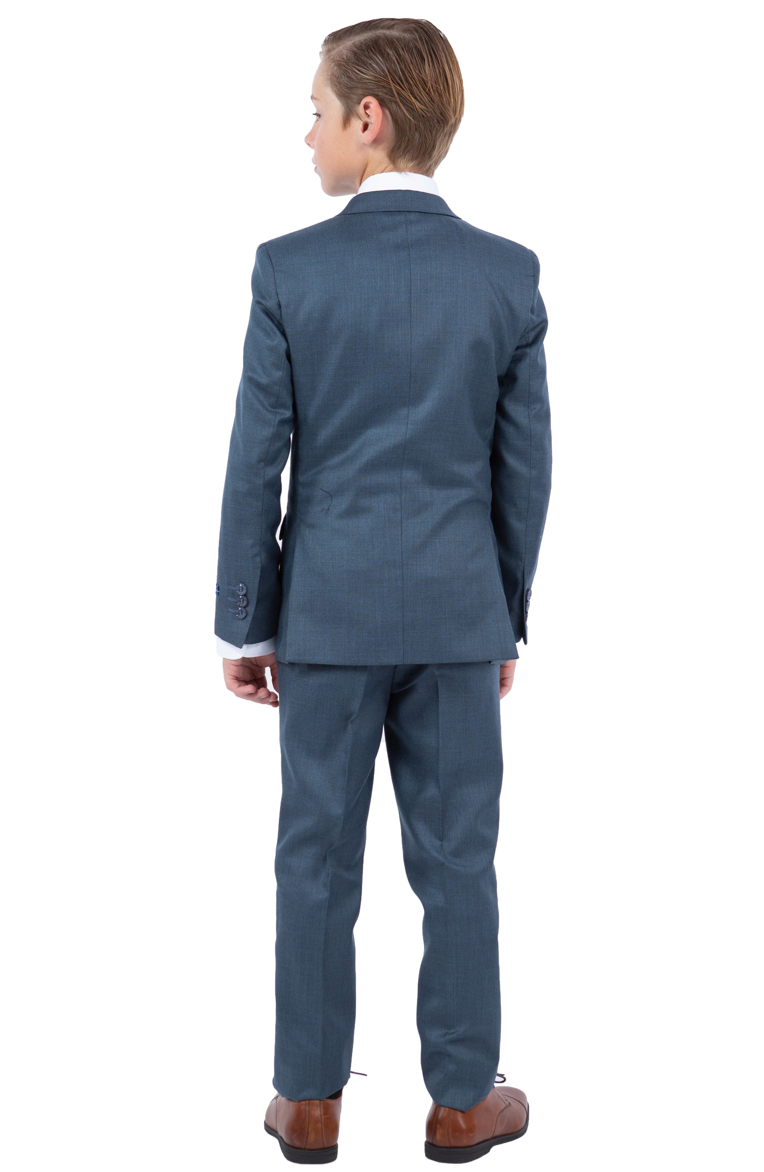 Perry Ellis Kids' Navy Five-Piece Sharkskin Suit