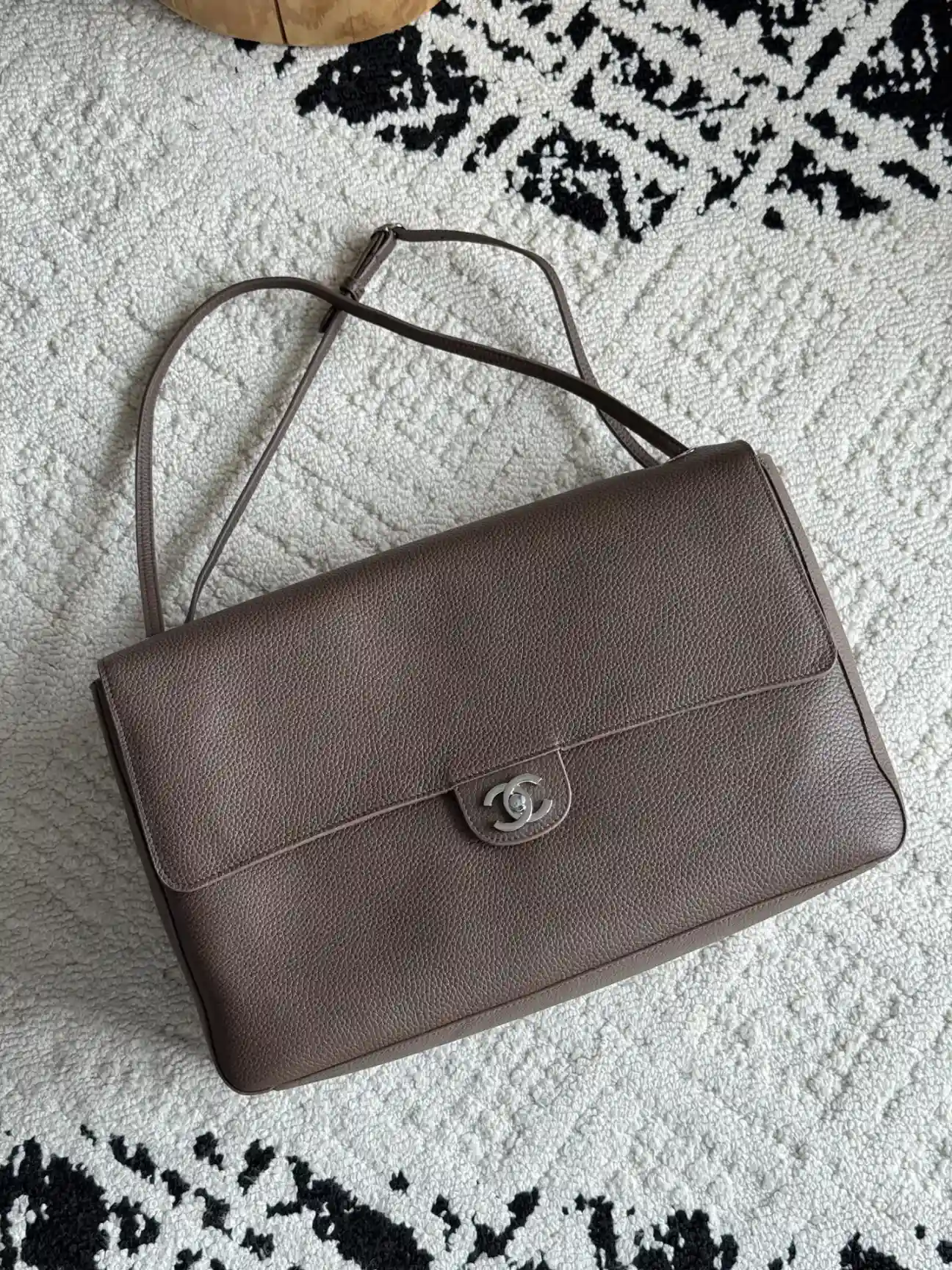 Chanel Burgundy Classic Flap Grained Leather Shoulder Bag product photo from LabelPicks