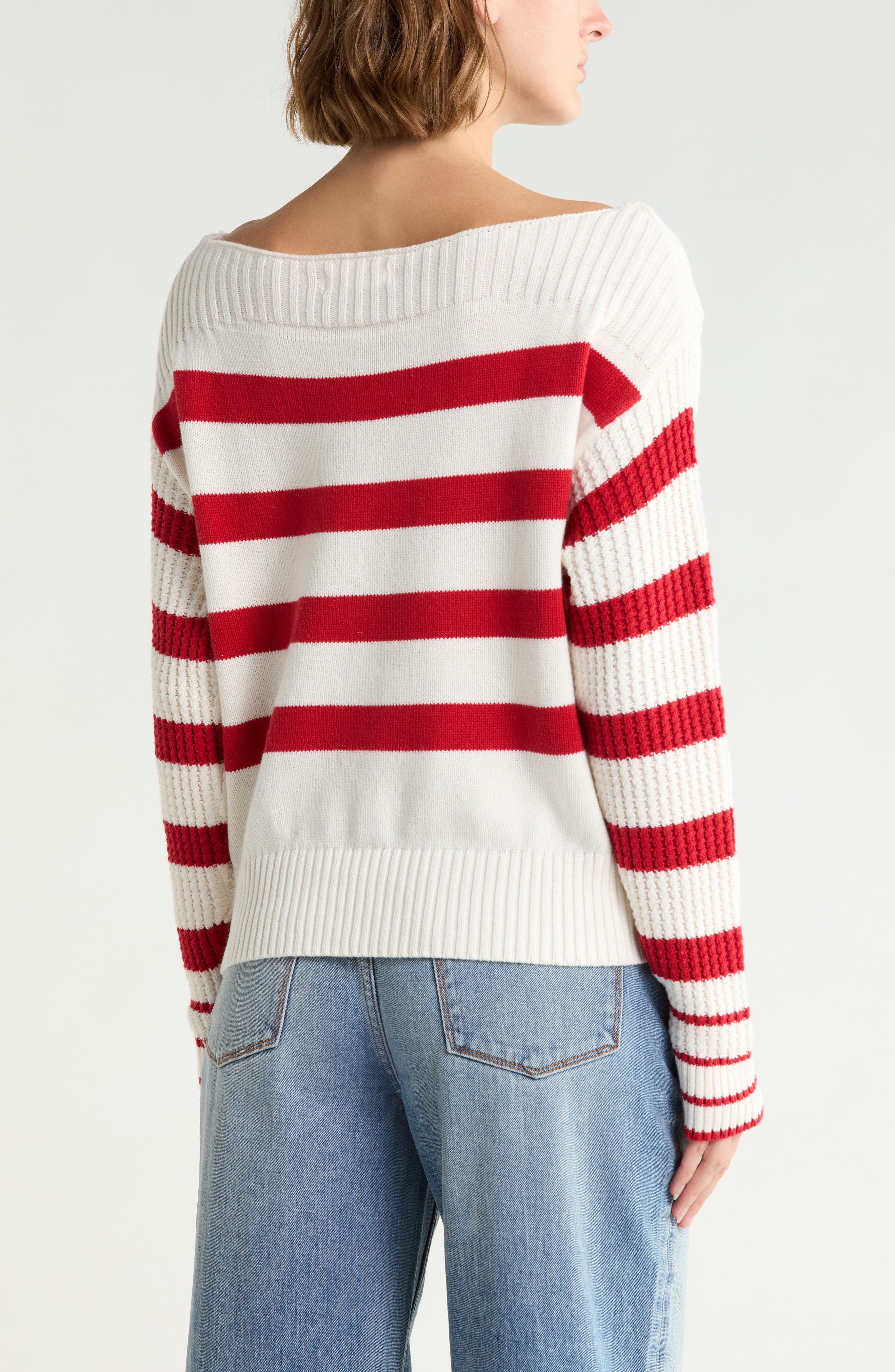 Vigoss Thermal Stitch Boat Neck Sweater
