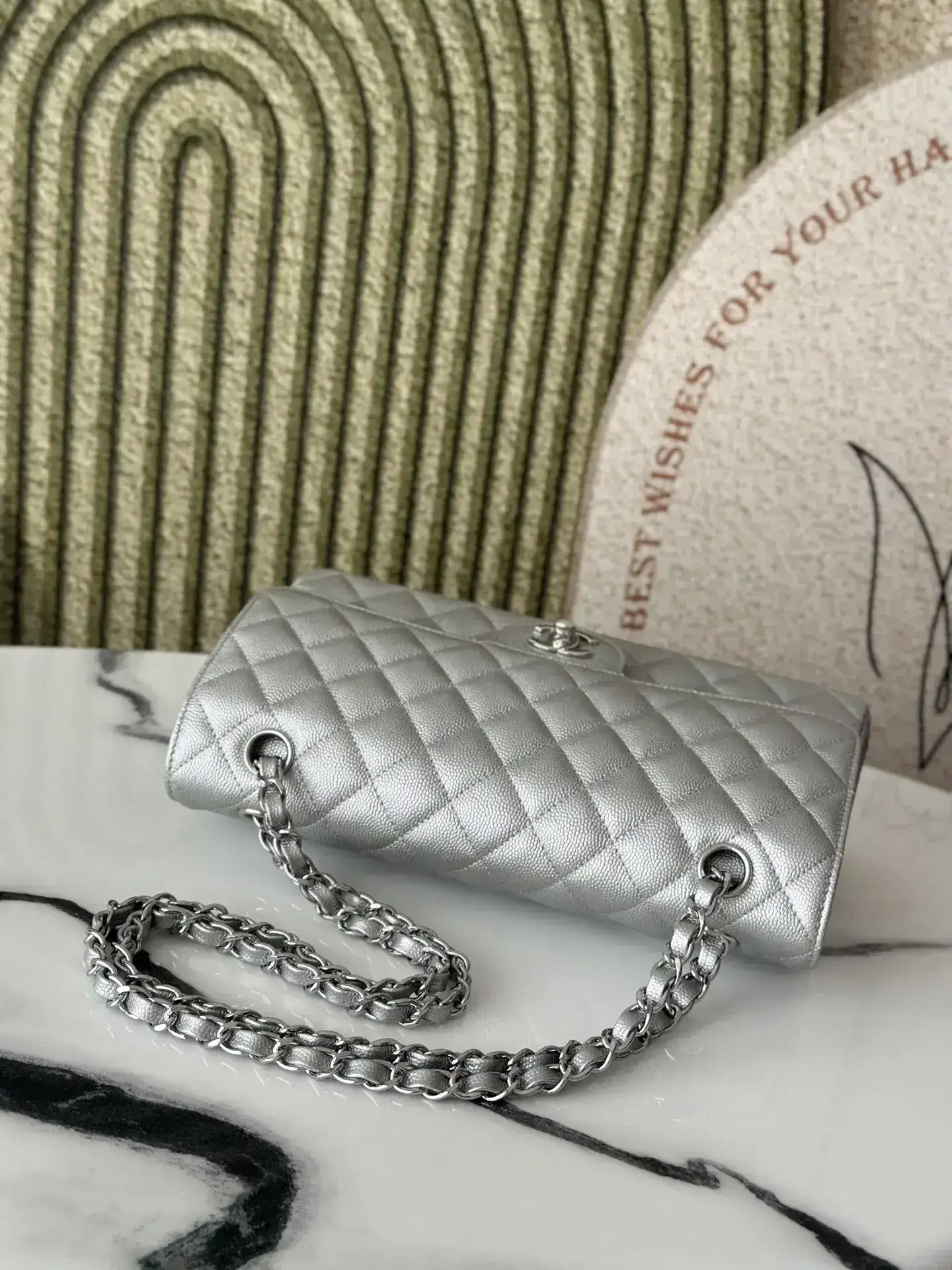 Chanel Classic Flap Silver Calfskin Shoulder Bag product photo from LabelPicks