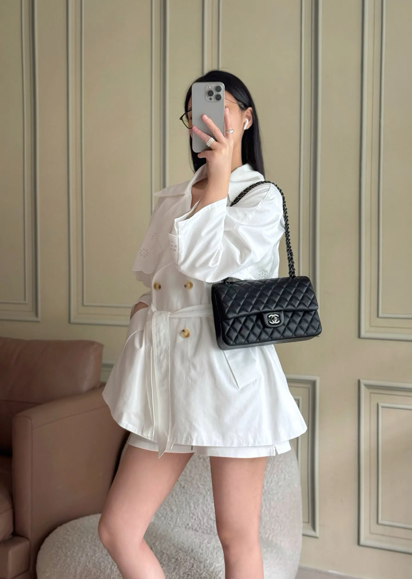 Chanel Classic Flap White Lambskin Shoulder Bag product photo from LabelPicks