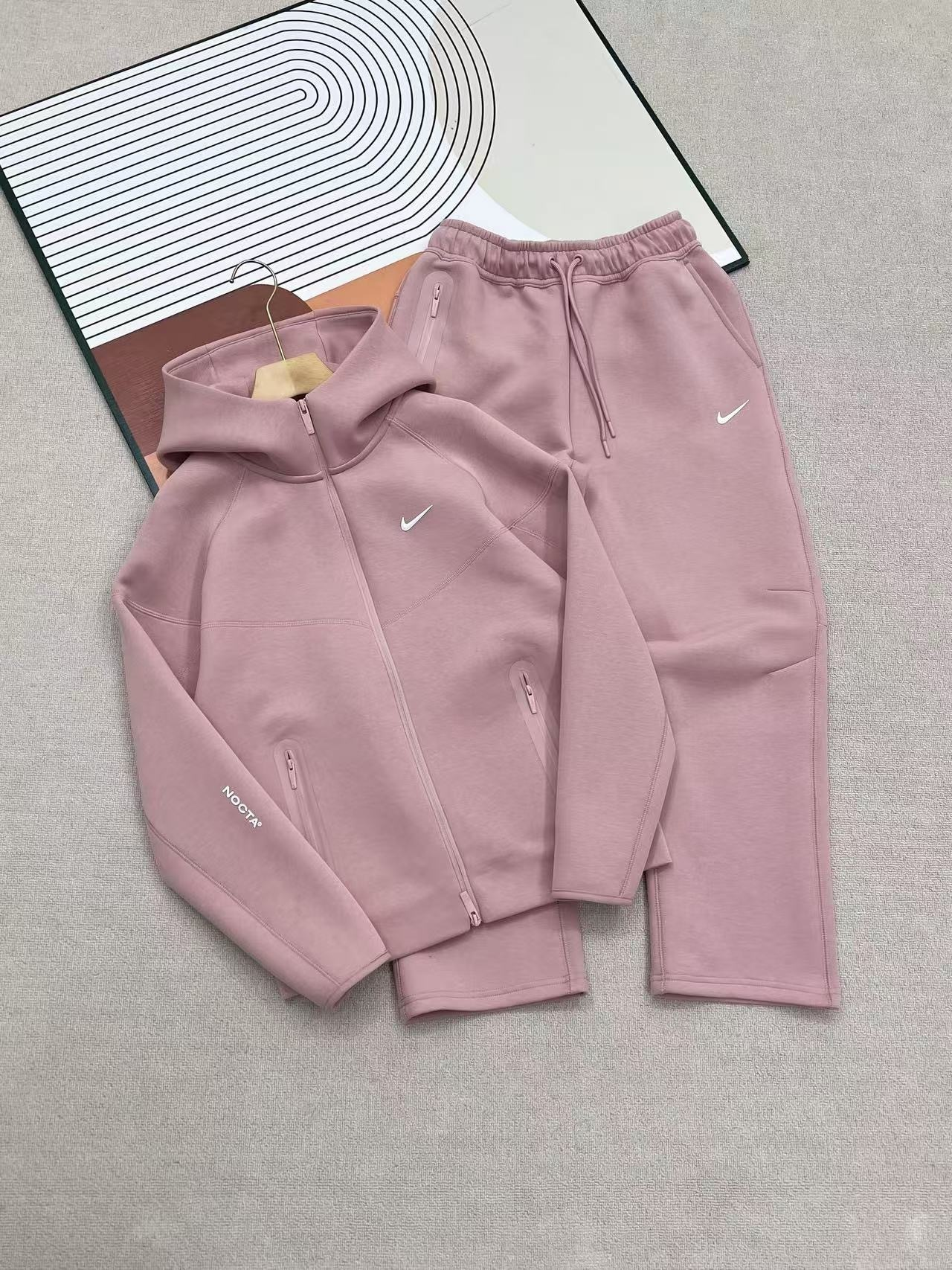 Nike Sportswear x NOCTA Tech Fleece Full Zip Hoodie & Joggers Set Palest Pink