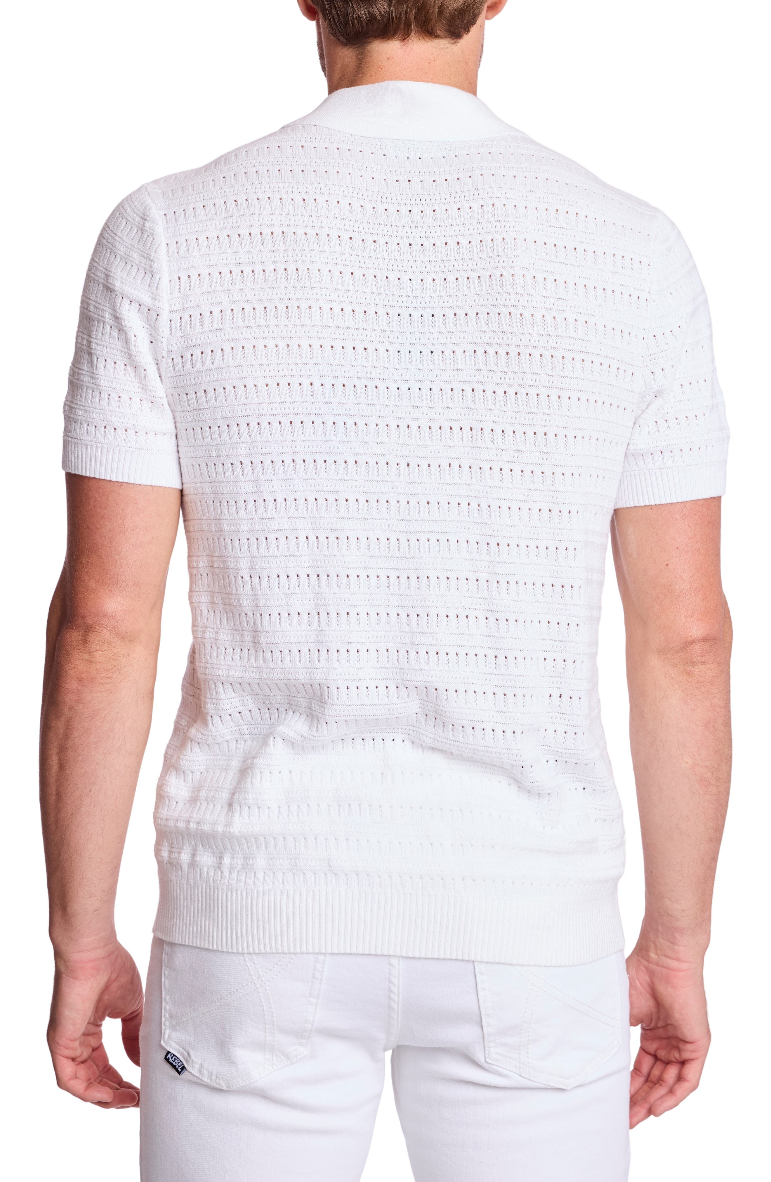 PAISLEY & GRAY Trim Fit Geometric Knit Button-Up Polo