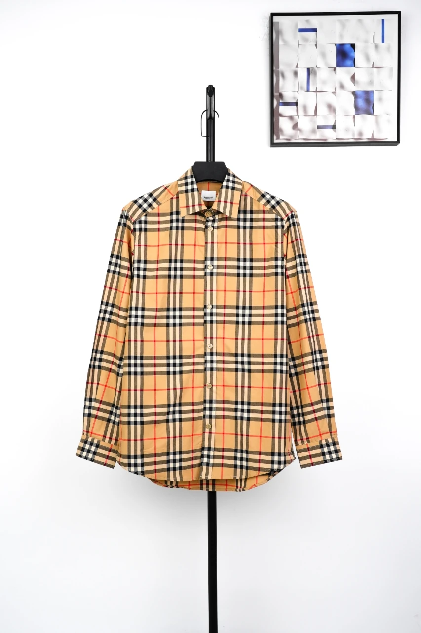 Burberry Orange Beige Check Long Sleeve Shirt product photo from LabelPicks