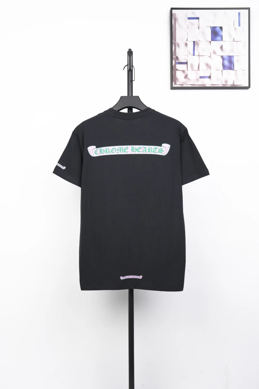 Chrome Hearts Black Pink Green Sanskrit Scroll T-Shirt product photo from LabelPicks