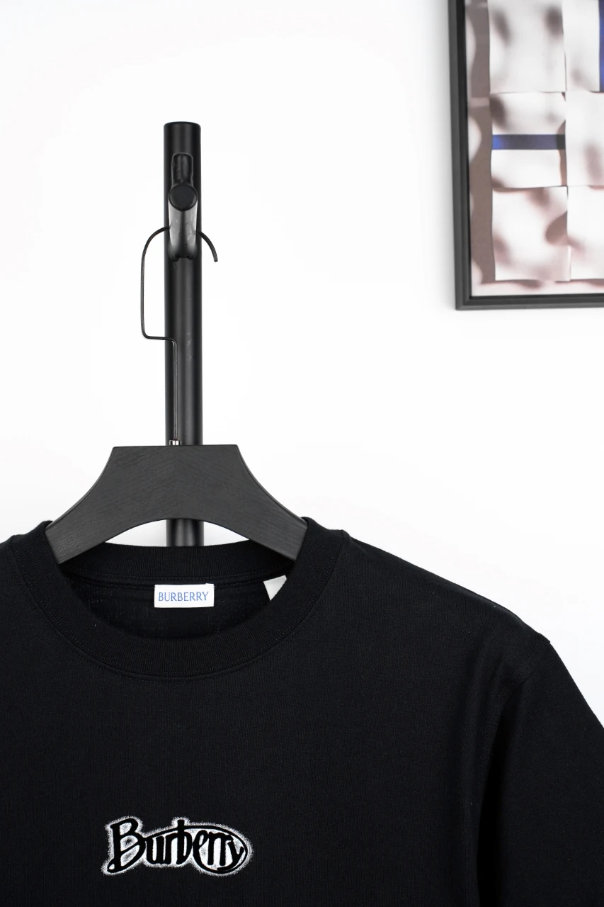 Burberry Black Flocked Letter Crewneck T-Shirt product photo from LabelPicks