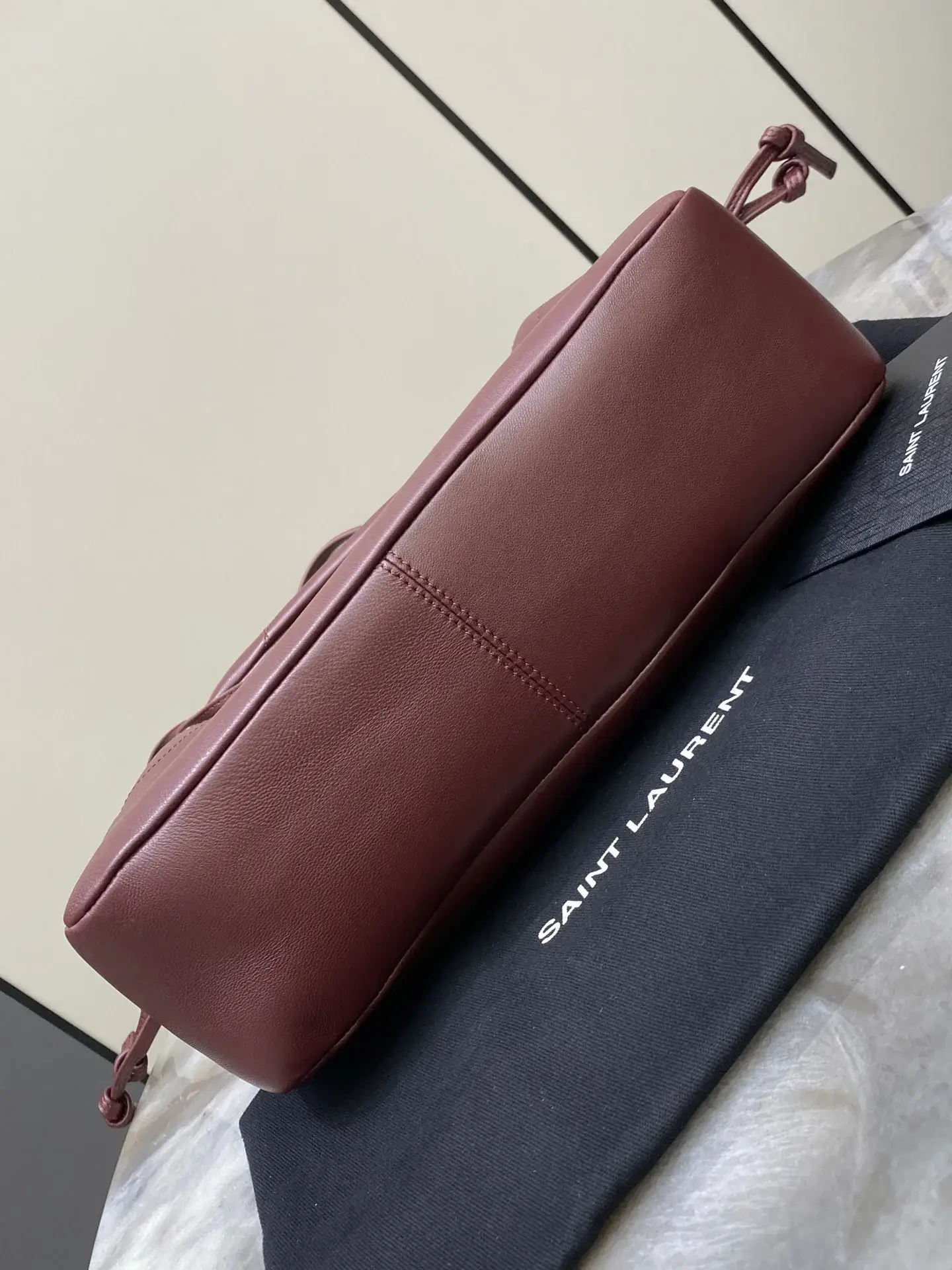 Saint Laurent Burgundy Jamie Lambskin Bucket Bag product photo from LabelPicks