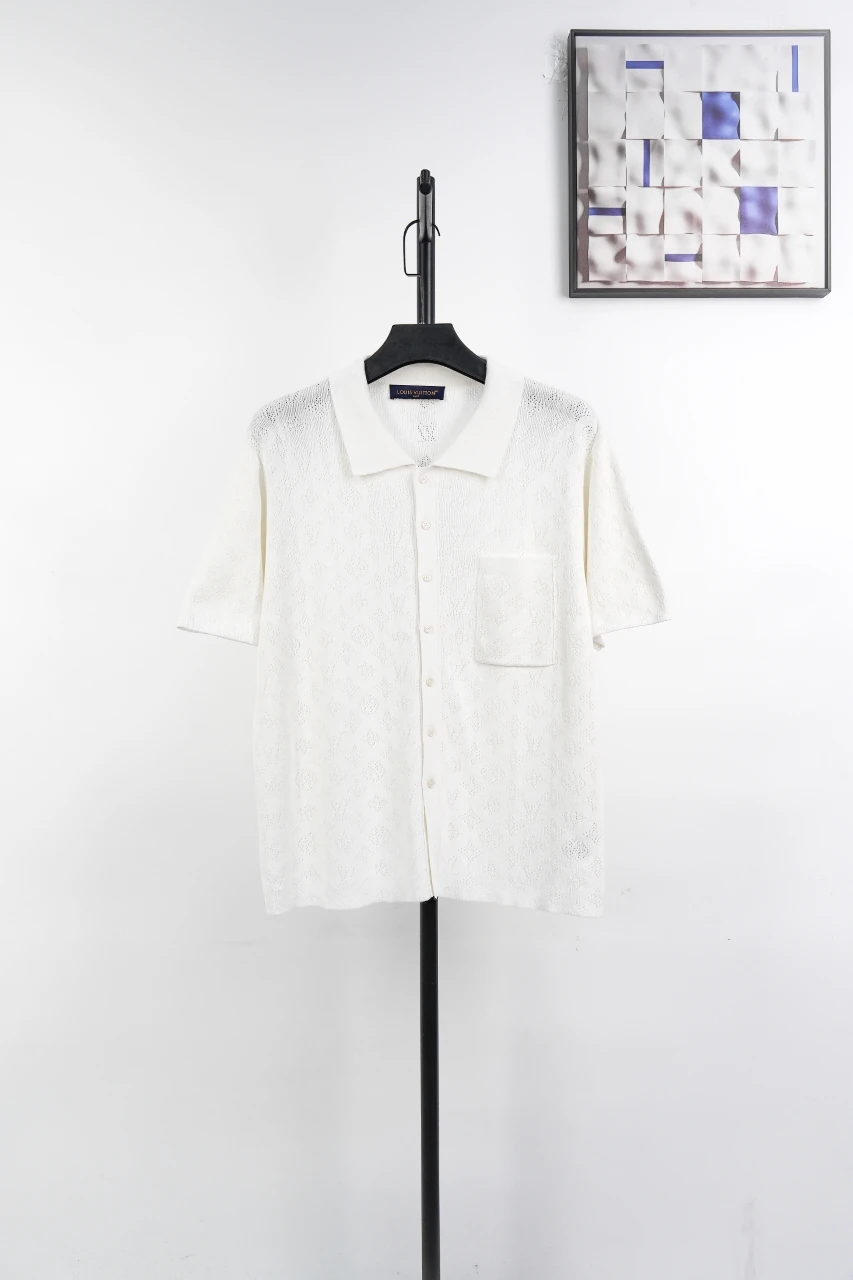 Louis Vuitton White Monogram Openwork Jacquard Short Sleeve Shirt product photo from LabelPicks