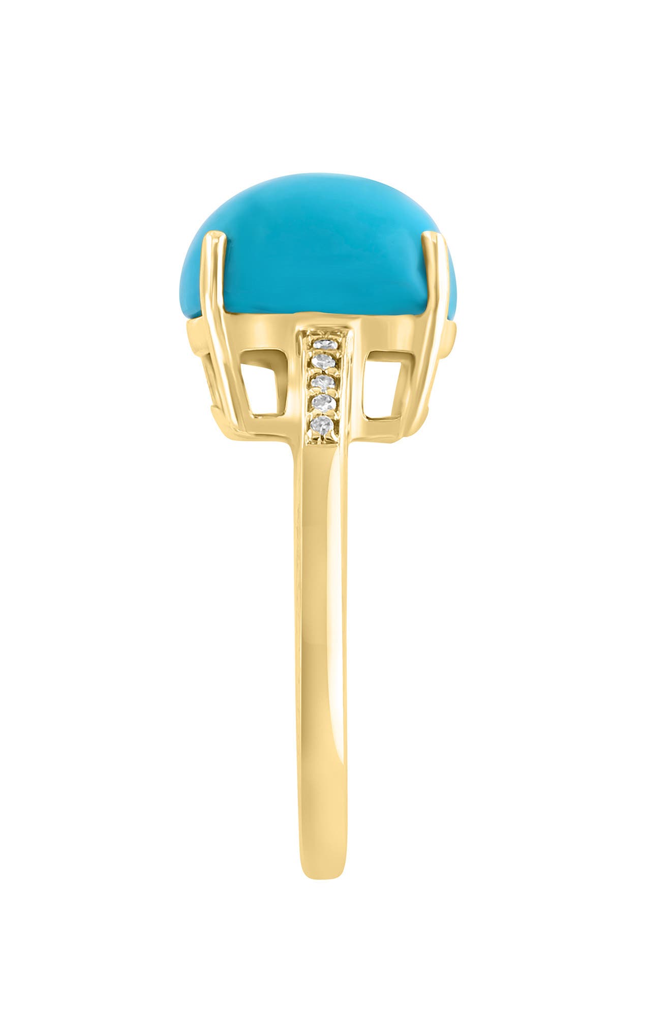 EFFY 14K Yellow Gold Diamond Turquoise Ring - 0.04 ctw.