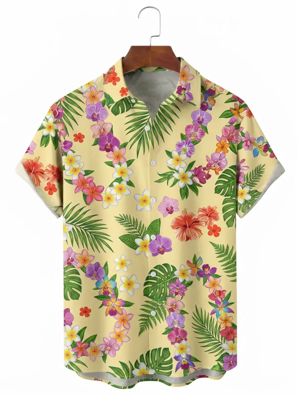 Men's printed shirts Tropical Orchid Floral Hawaiian Shirt