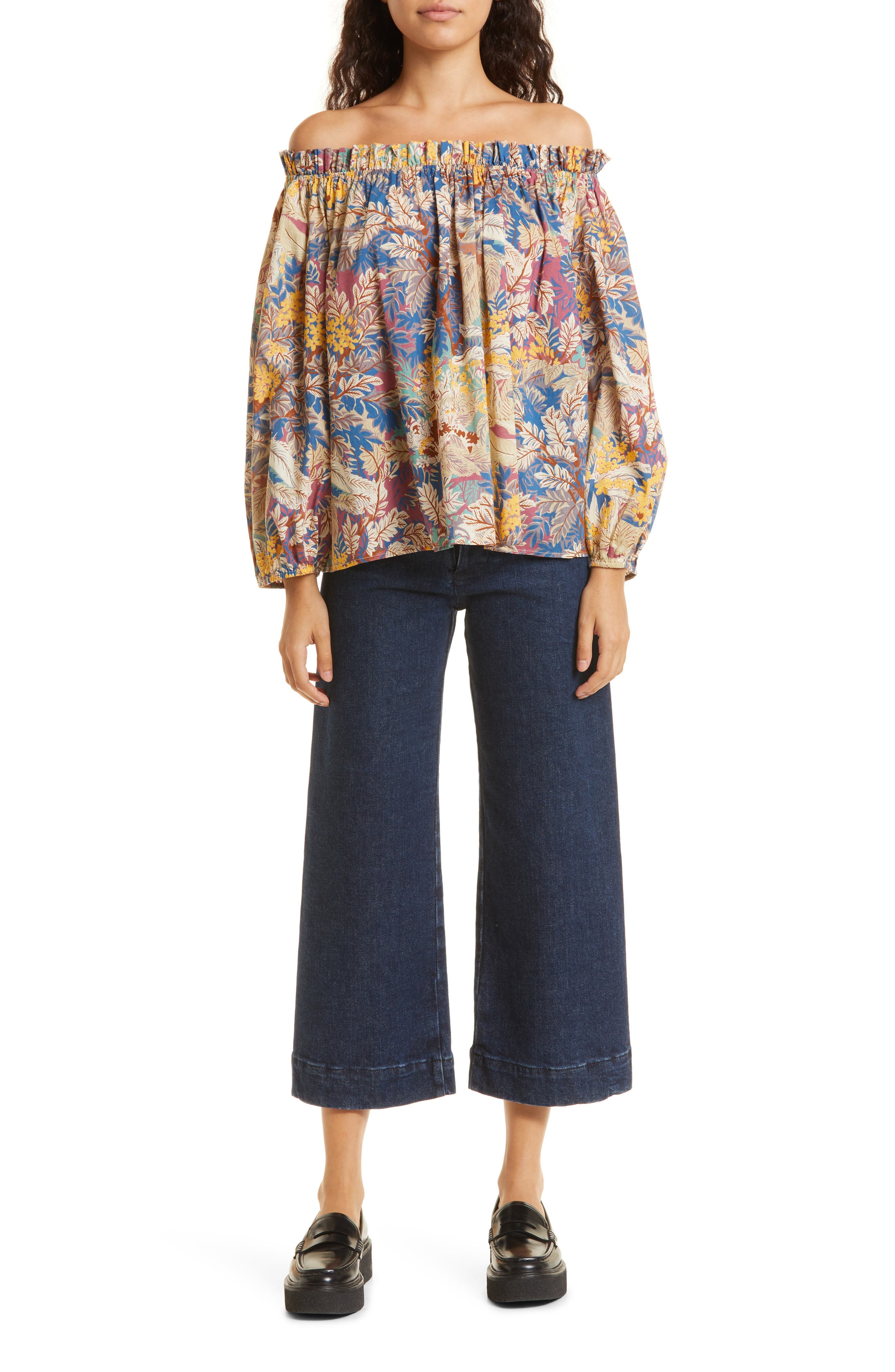 THE GREAT. The Sefair Crop Wide Leg Jeans