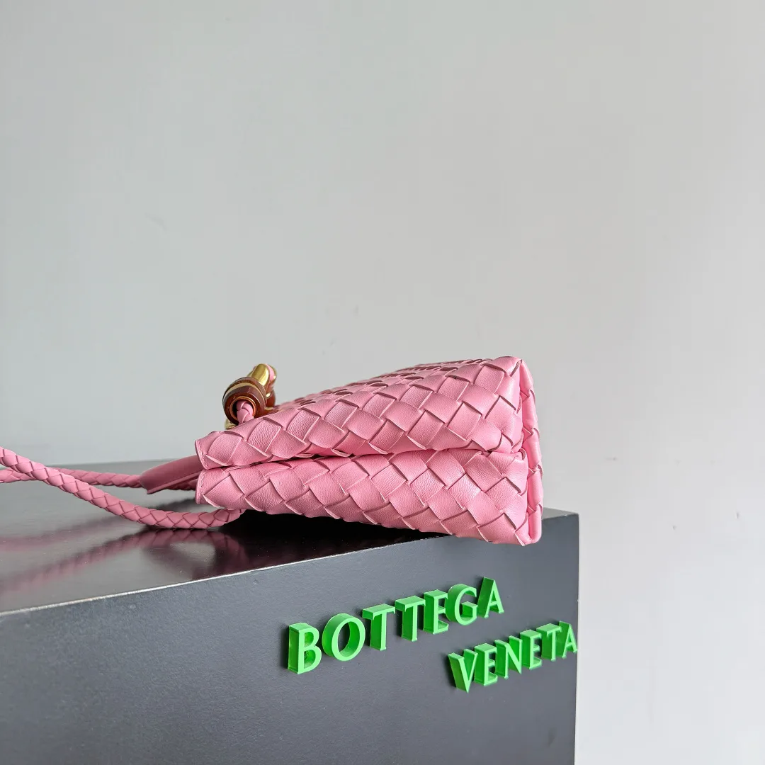 Bottega Veneta Pink Andiamo Intrecciato Woven Leather Top Handle Bag product photo from LabelPicks