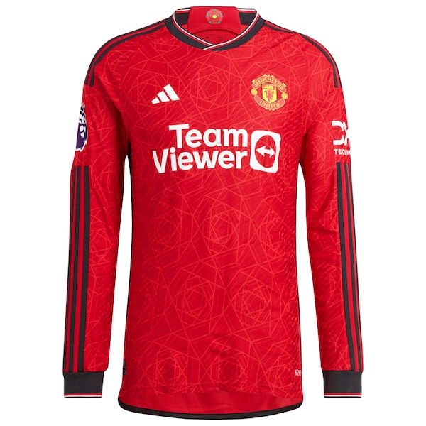 Rasmus Højlund Manchester United adidas 2023/24 Home Authentic Long Sleeve Player Jersey – Red