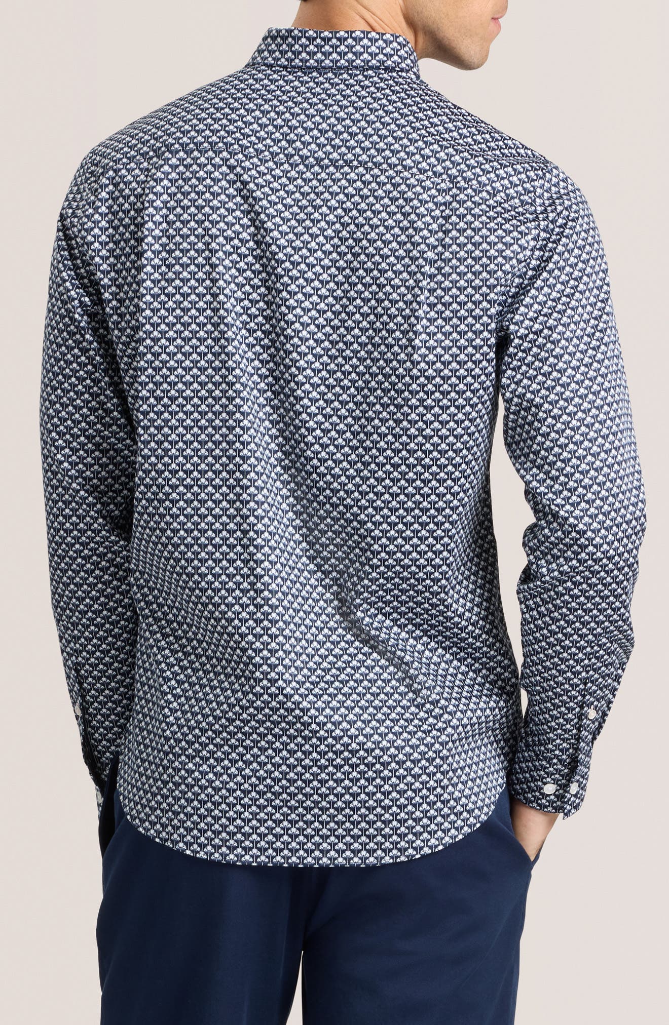 Ted Baker Soren Ginkgo Print Stretch Cotton Dress Shirt