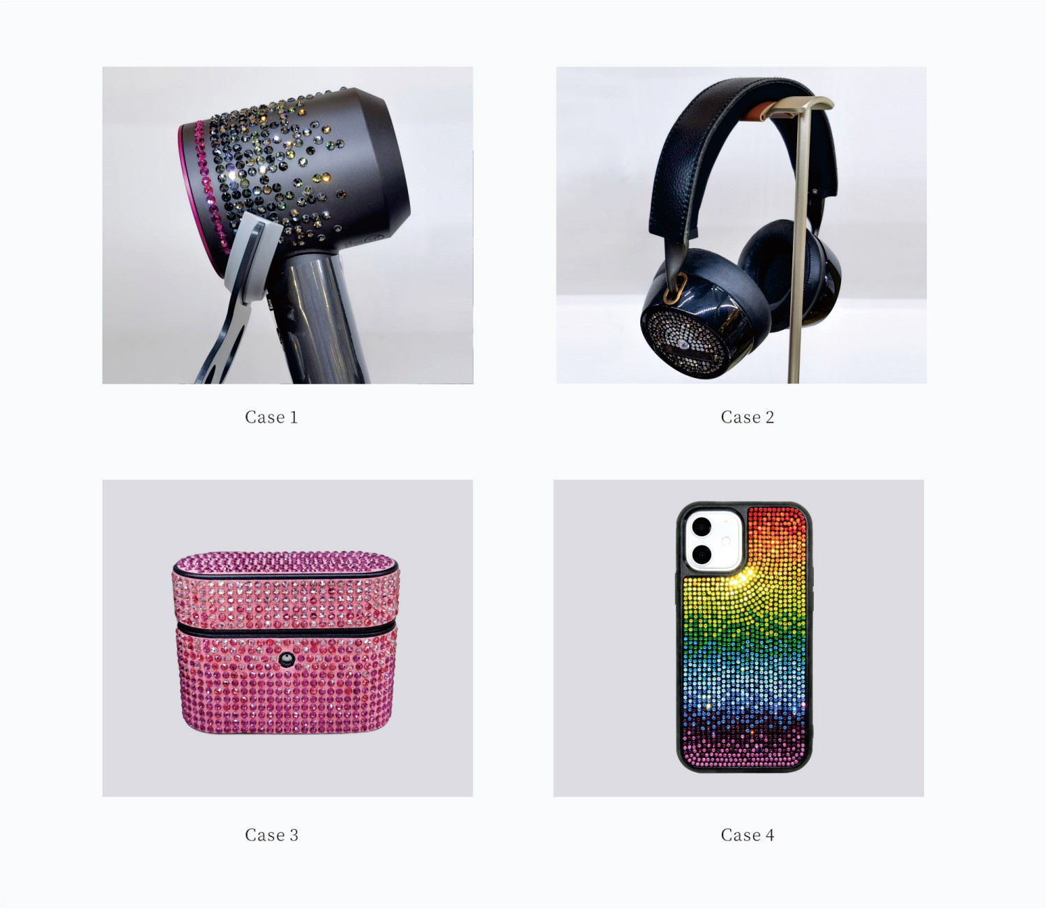 Flat back rhinestones applied to wireless earphones case study