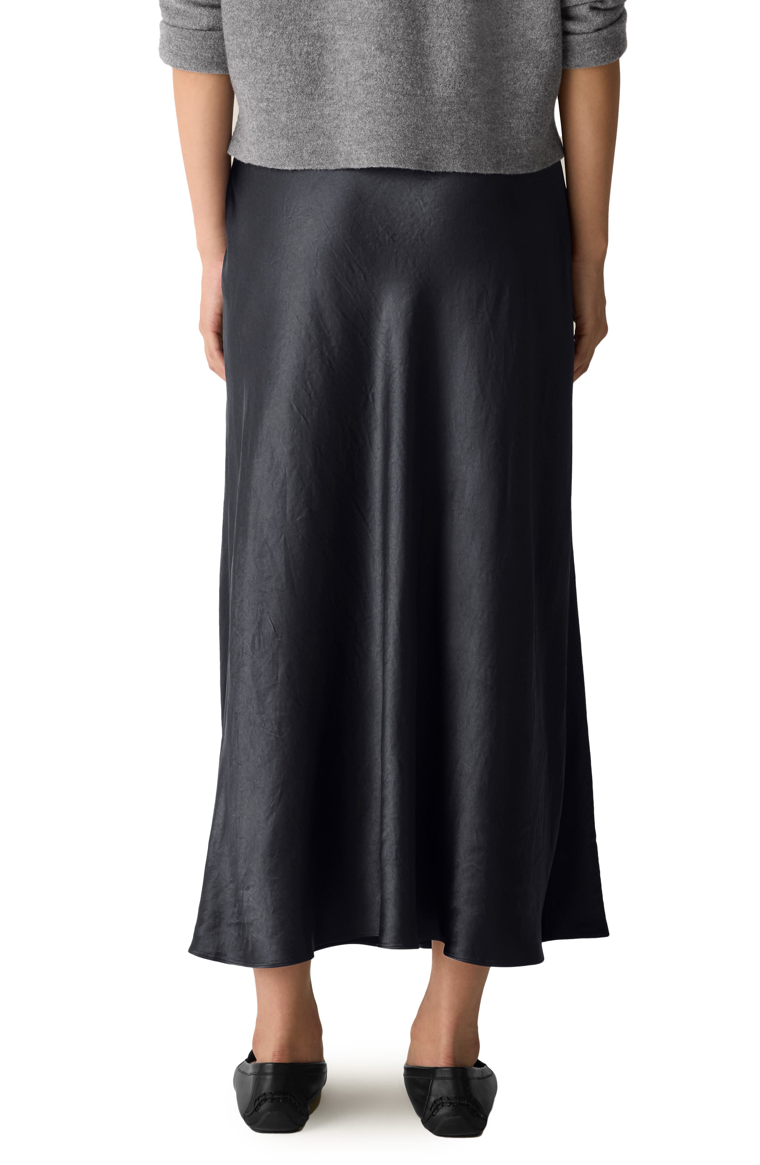 Eileen Fisher Crinkle Satin Bias Skirt