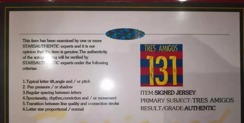 Tres Amigos SIGNED Messi, Neymar, Suarez Barcelona Jersey - 2014/15 Home Shirt - COA